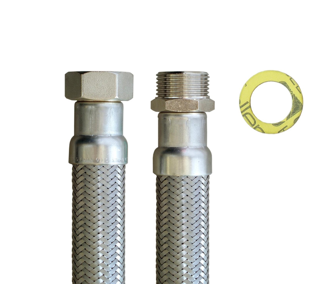 DN25 Panzerschlauch 1"ÜM x 1"AG für Trinkwasser, Geflecht VA, Seele HDPE, -15 - 70°C, PN10 – Bild 4