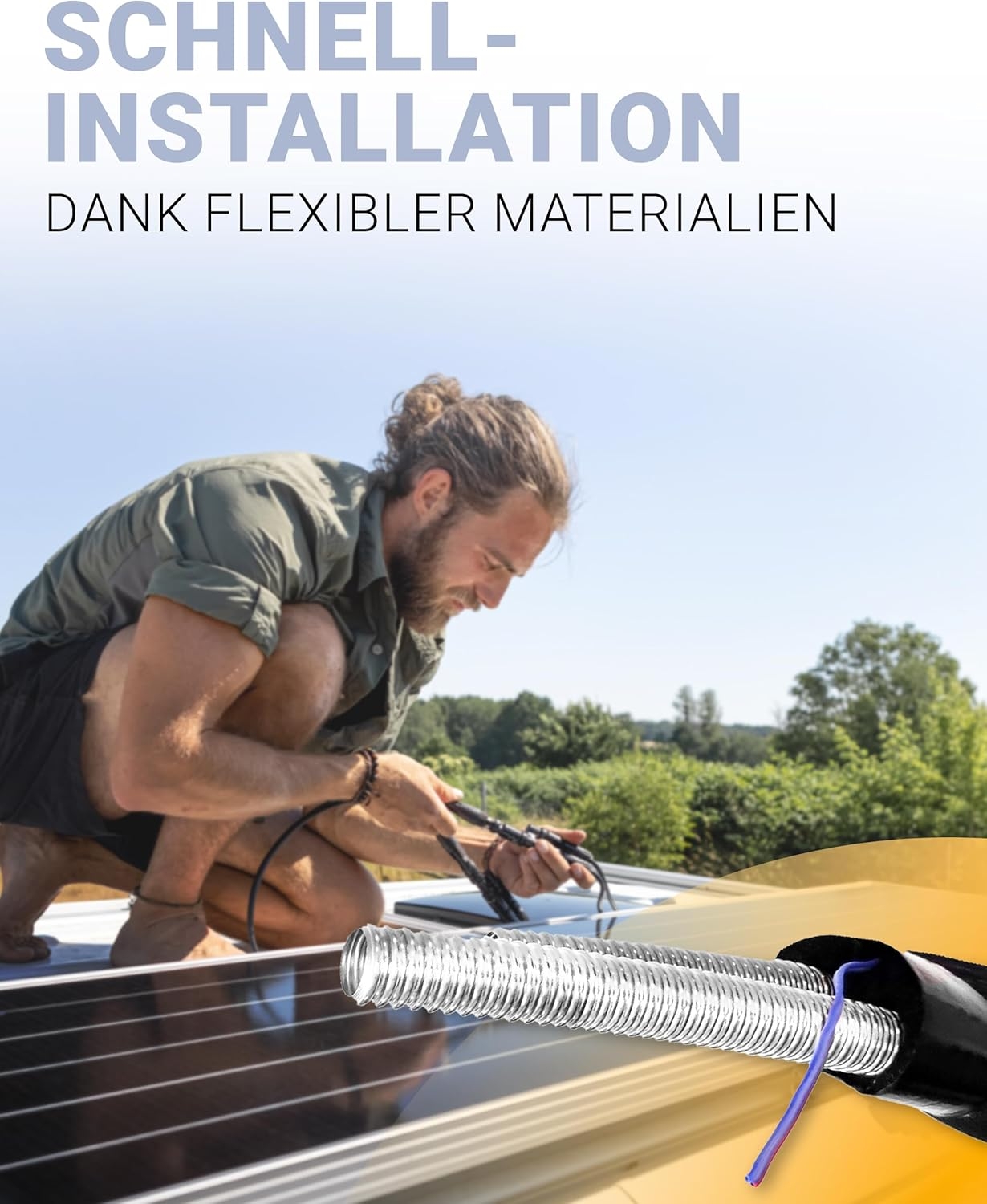 DN16 (3/4") Solarrohr Solarleitung Edelstahlwellrohr mit 13mm EPDM Isolierung, 5m-25m, Verschraubung – Bild 4