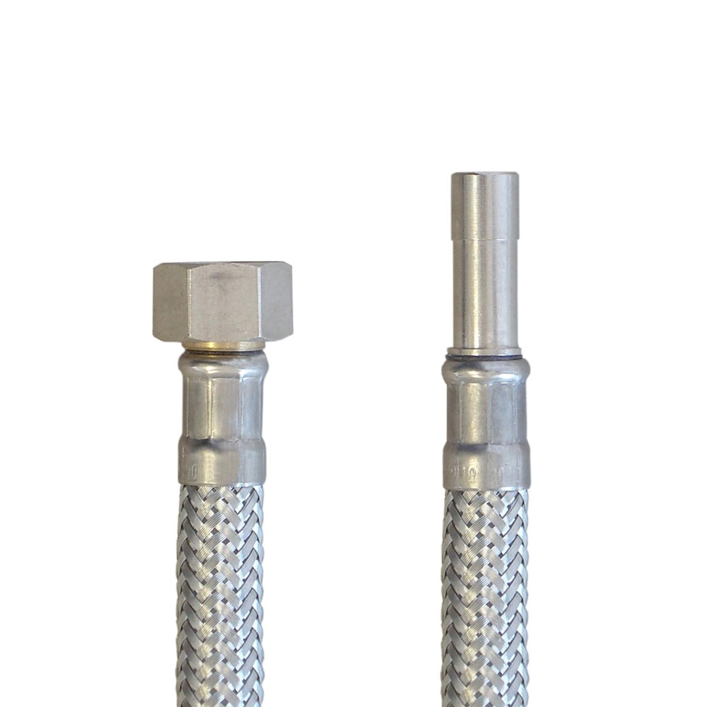 Panzerschlauch 3/8"ÜM x 10mm Rohr, Flexschlauch für Sanitär in DN8 mit Trinkwasserzulassung – Bild 4