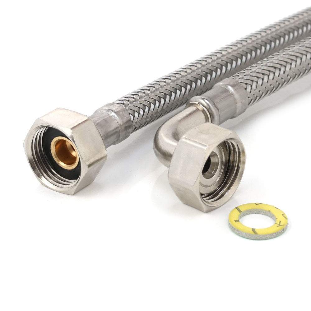 Panzerschlauch 1/2"ÜM x 1/2"ÜM Bogen (DN8) für Trink- oder Nutzwasser