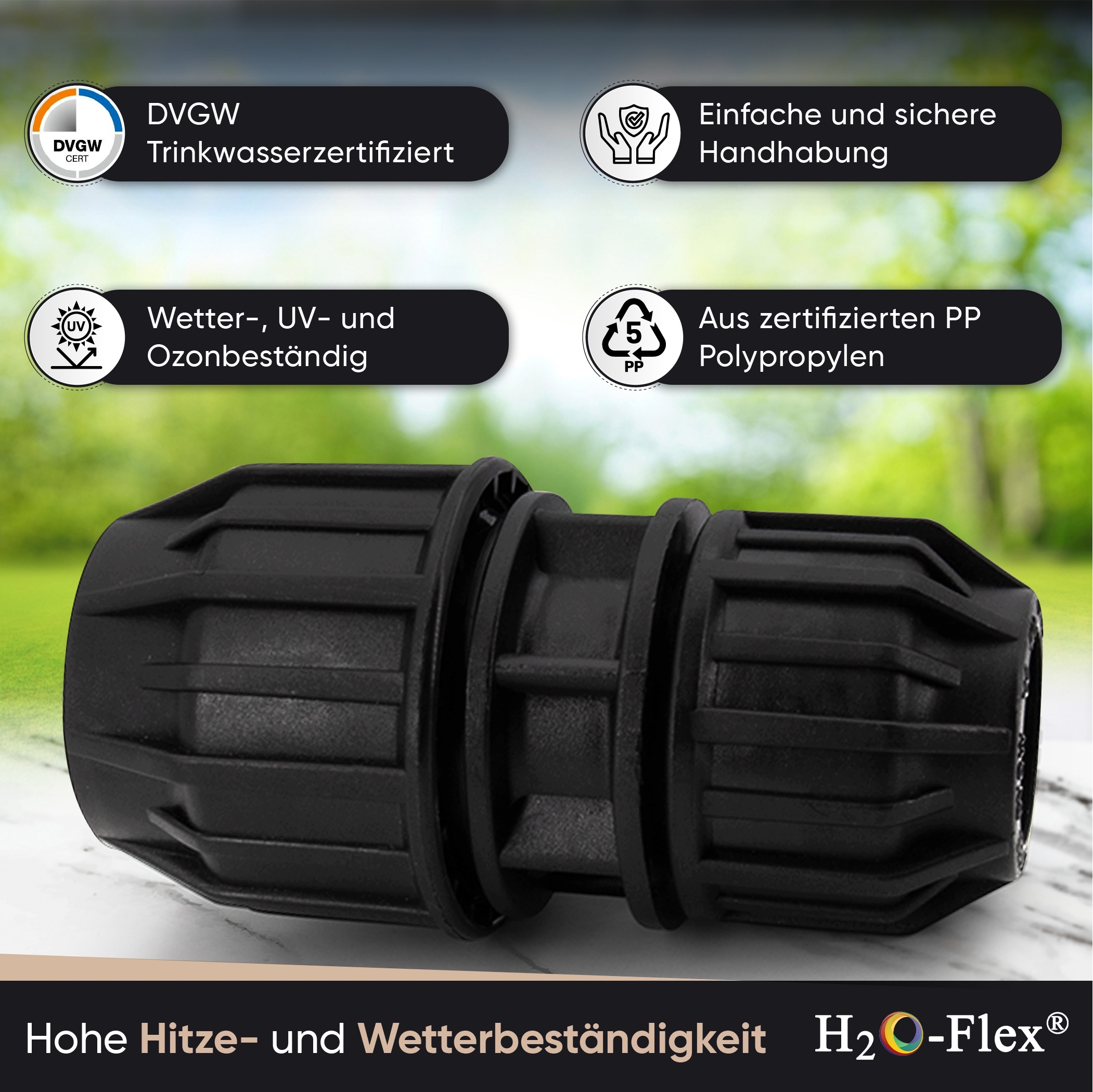 20er PP Klemmfitting Kupplung / Verbinder für PE Rohr – Bild 4