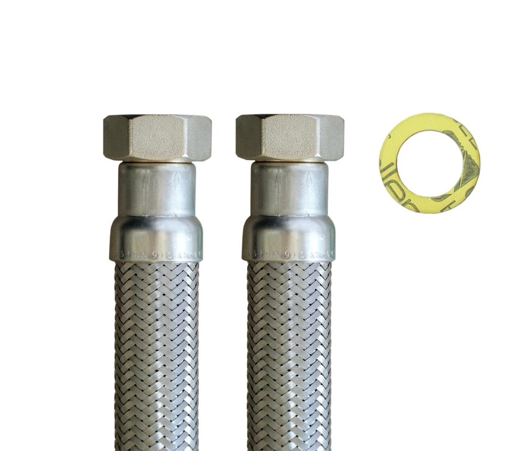 DN25 Panzerschlauch 1"ÜM x 1"ÜM für Trinkwasser, Geflecht VA, Seele HDPE, PN10, -15 bis 70°C – Bild 3