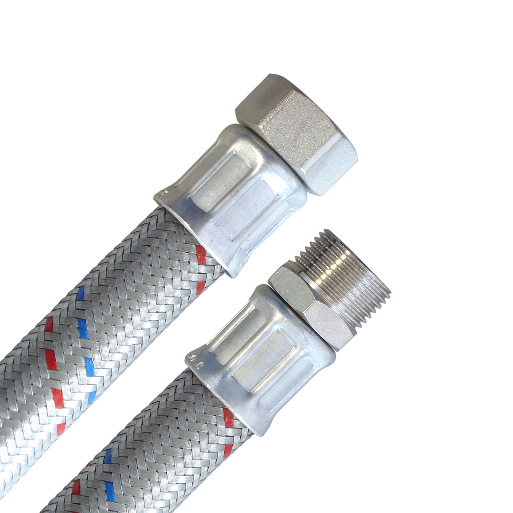 Flexschlauch 3/4"ÜM x 3/4"AG, DN19, Inliner EPDM, Geflecht verzinkt, PN10, -20 bis 90°C, 20cm – Bild 2