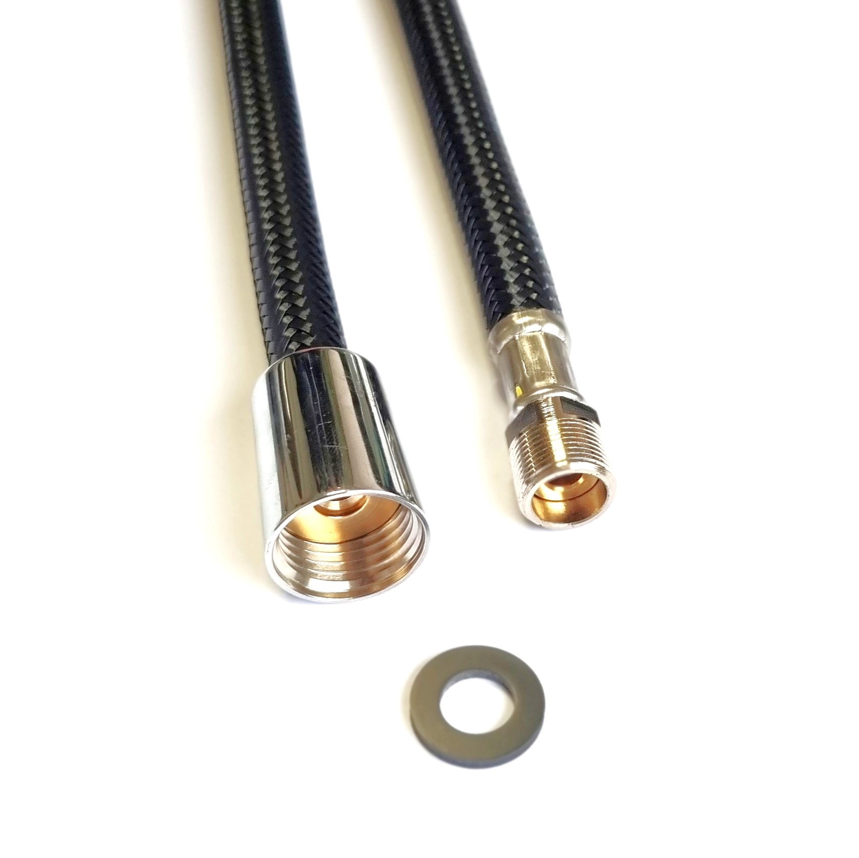 Brauseschlauch 1/2"Konus x M15x1AG drehbar für Trinkwasser, Nylon Geflecht, PN10, bis 70°C,