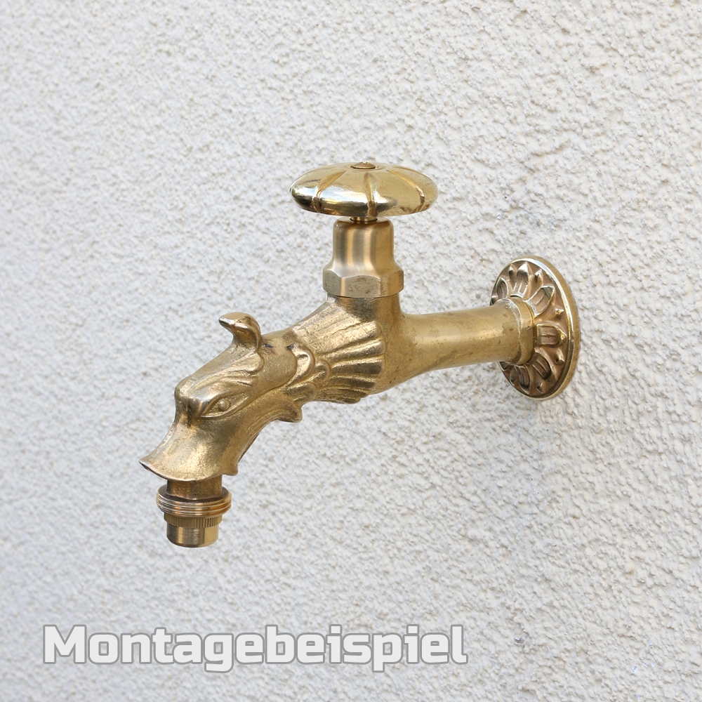 Auslaufventil / Absperrhahn 1/2" mit Drachenmotiv