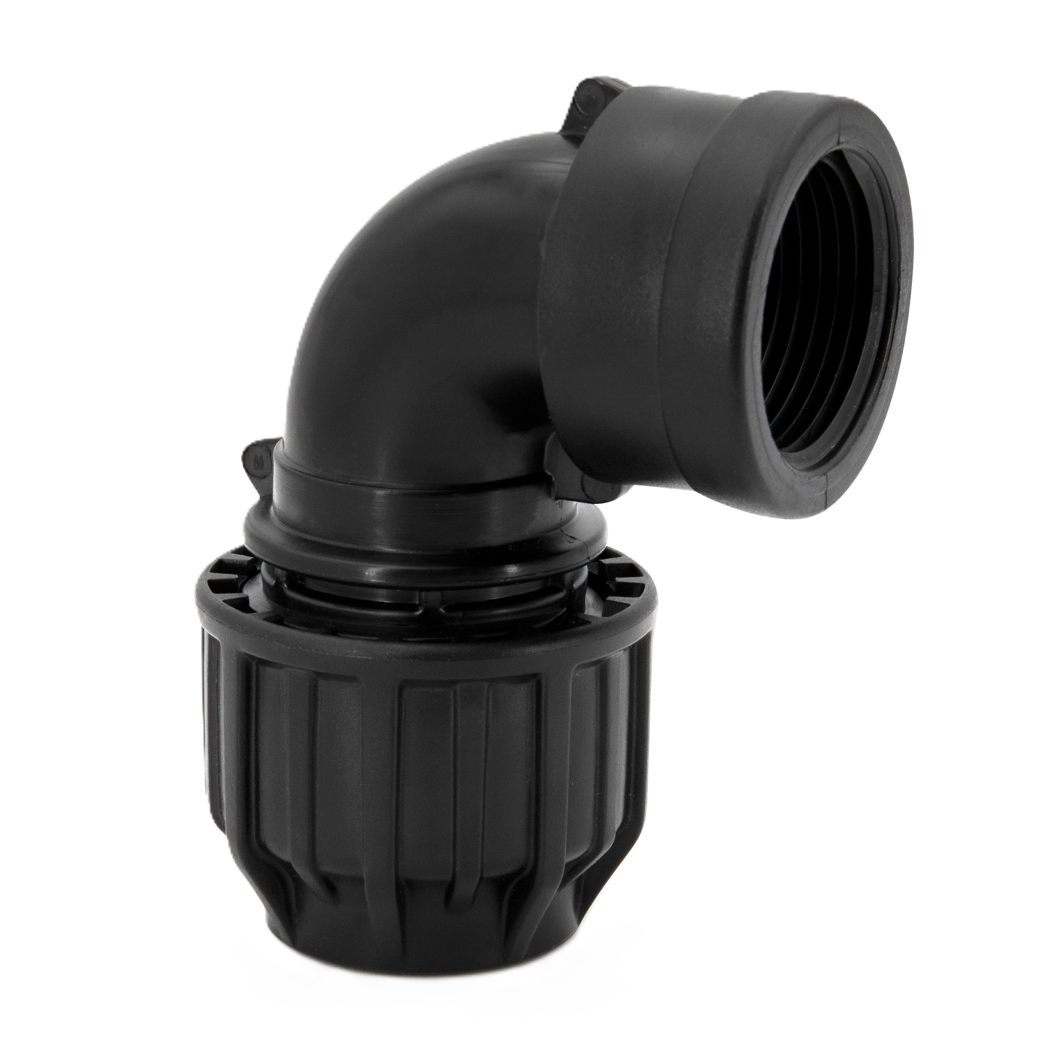20er PP Klemmfitting Bogen / 90° Winkel mit 1/2" Innengewinde für PE Rohr – Bild 1