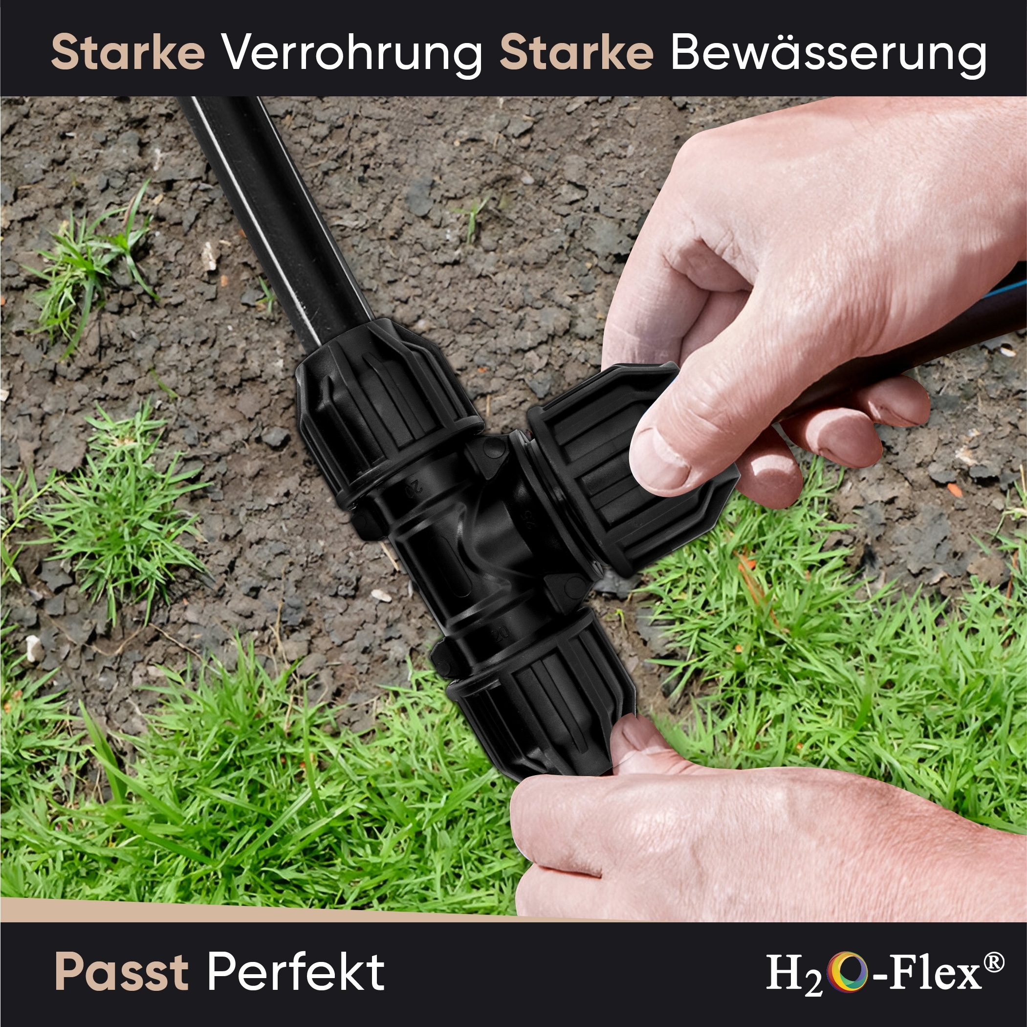 25 - 20 - 25 PP Klemmfitting T-Stück Mittelabgang reduziert für PE Rohr – Bild 5