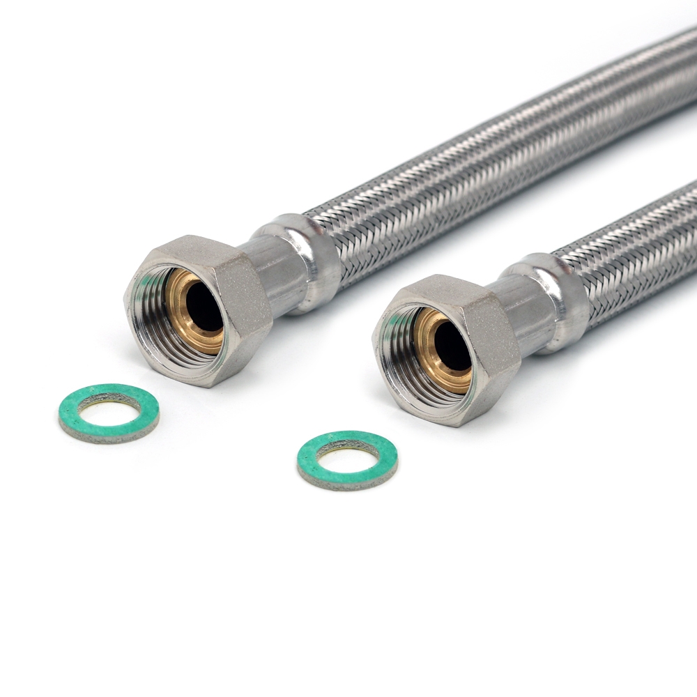 Panzerschlauch DN13 für Trinkwasser DVGW, VA Geflecht, 1/2"ÜM x 1/2"ÜM, -15 - 70°C, PN10