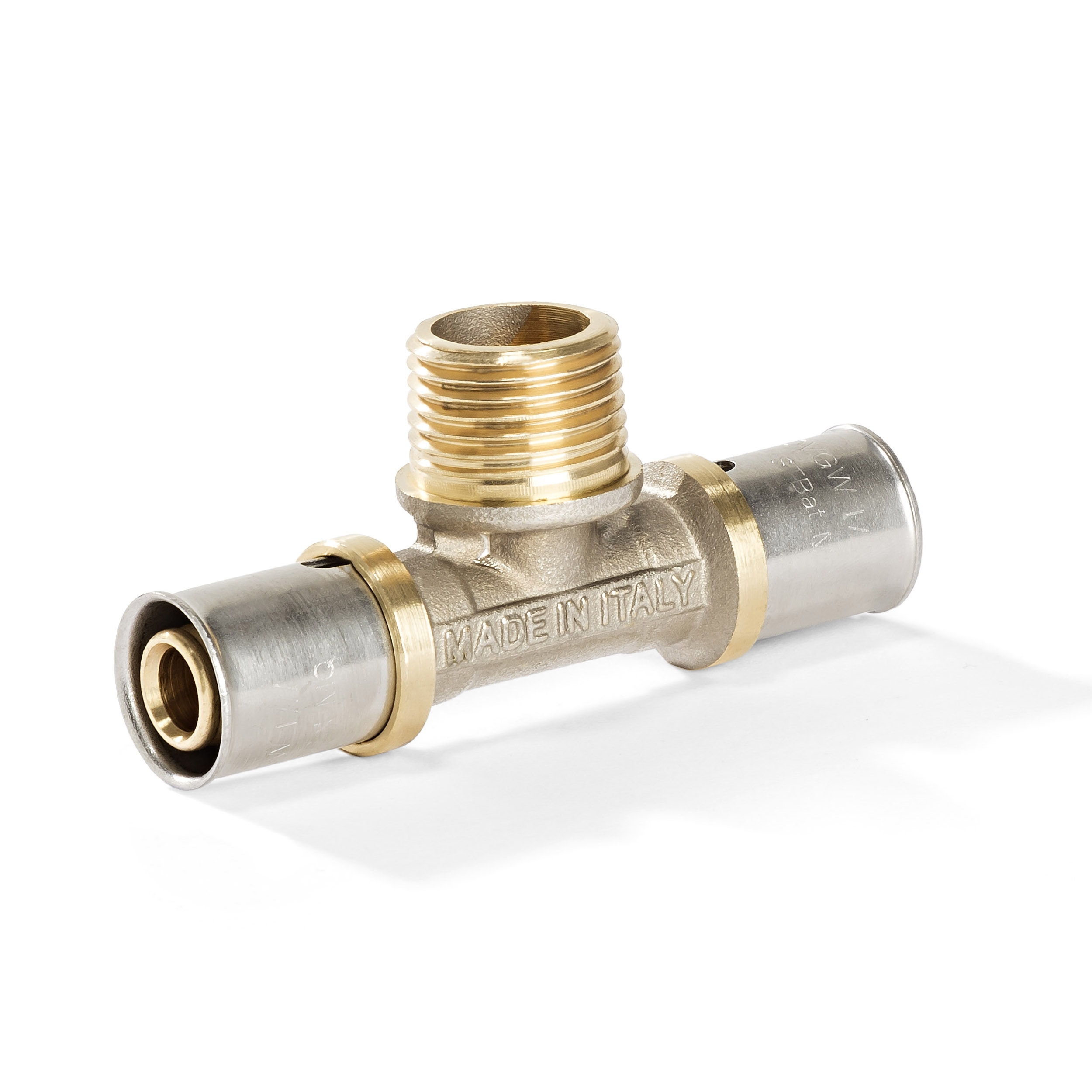 Pressfitting T-Stück mit AG 32 x 1" für Aluverbundrohr | DVGW | Kontur TH, U, H | Mehrschichtrohr