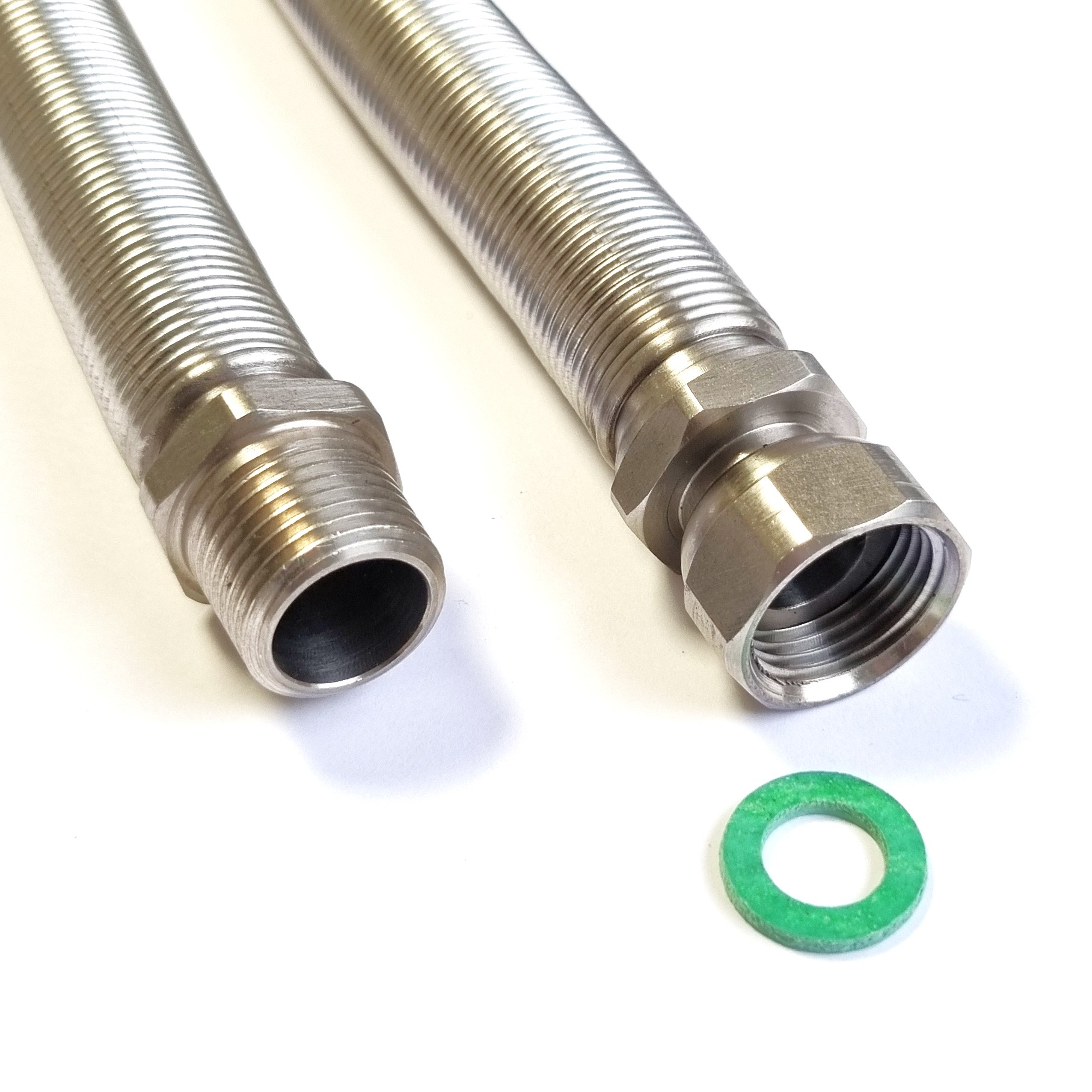 Edelstahlwellrohr DN16 ausziehbar 1/2"ÜM x 1/2"AG von 75mm - 130mm – Bild 1