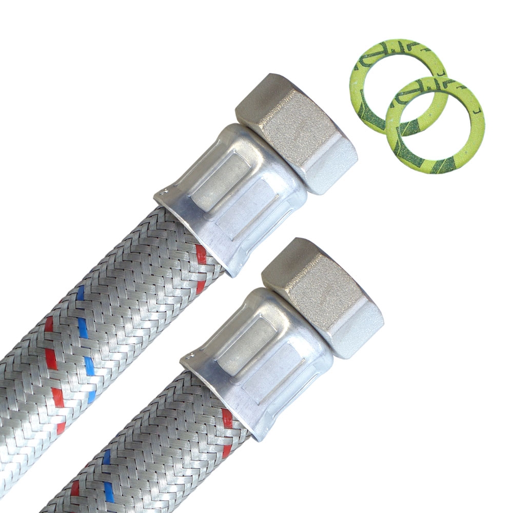 Flexschlauch 3/4"ÜM x 3/4"ÜM, DN19, Inliner EPDM, Geflecht verzinkt, PN10, -20 bis 90°C, 70cm – Bild 2