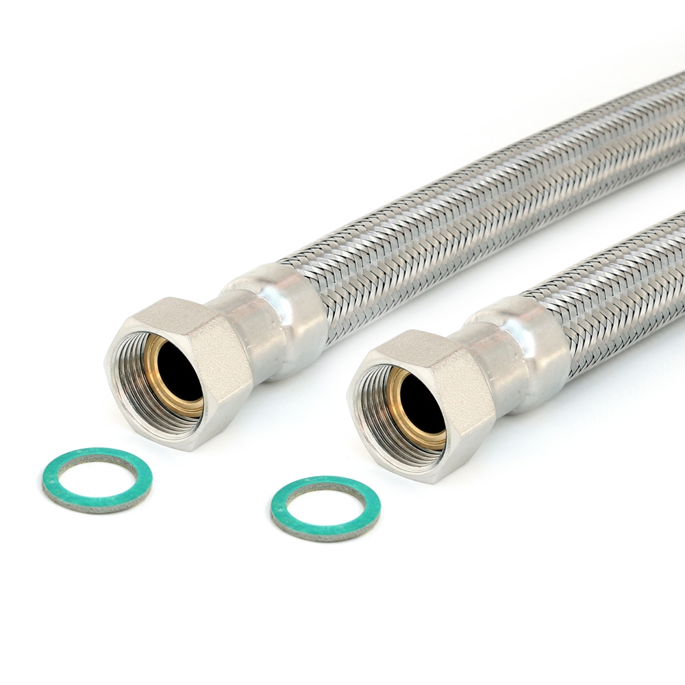 DN19 Panzerschlauch 3/4"ÜM x 3/4"ÜM für Trinkwasser, Geflecht VA, Seele HDPE, PN10, -15 bis 70°C – Bild 1