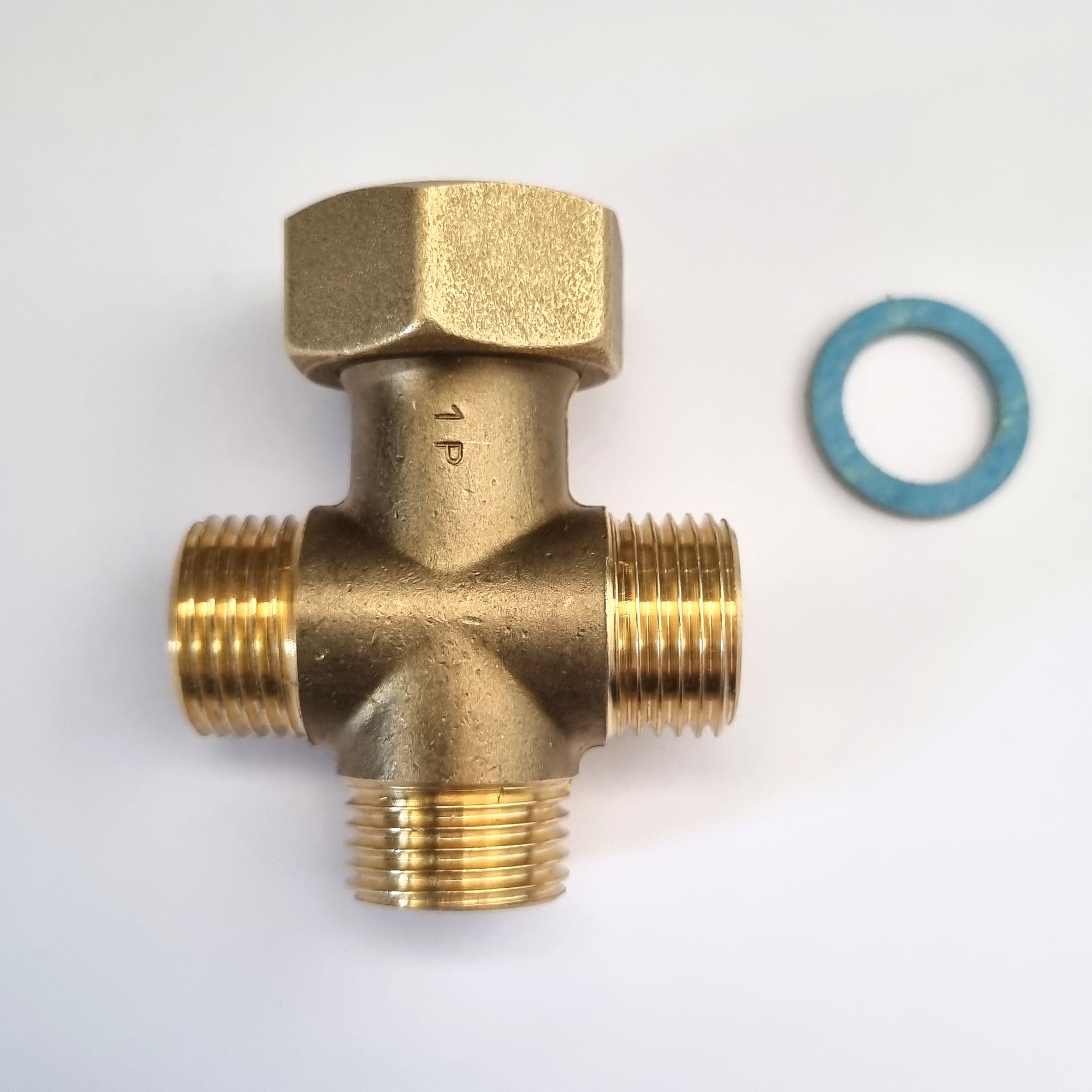 3-fach Wasserverteiler mit 3/4"ÜM inkl. Dichtung und 3 x 1/2" Abgänge mit AG