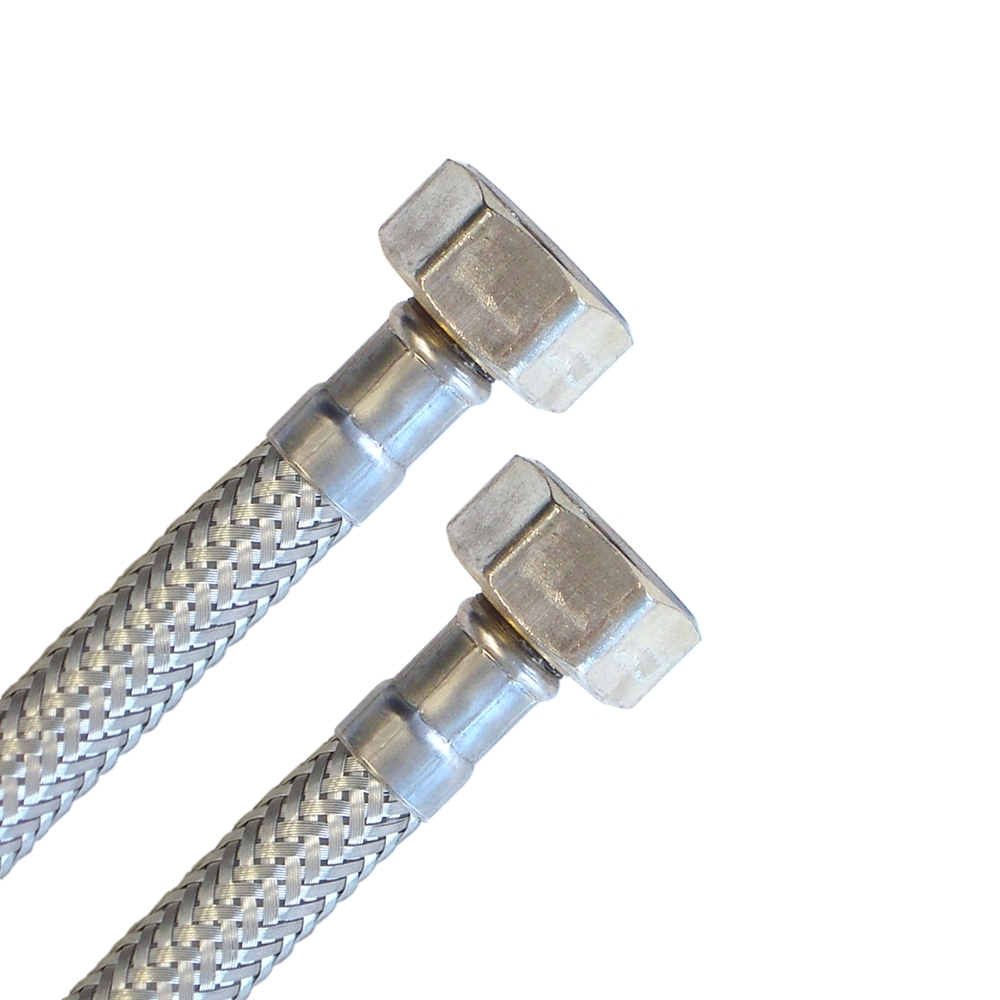 Panzerschlauch 1/2" ÜM x 1/2"ÜM für Trinkwasser, Edelstahlumflechtung, DN8, PN10, DVGW, 200mm – Bild 2