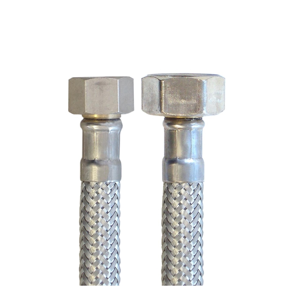 Panzerschlauch für Trinkwasser,  Seele PE, DVGW (W543), KTW A, W270, 3/8" ÜM x 1/2"ÜM, 150mm – Bild 4