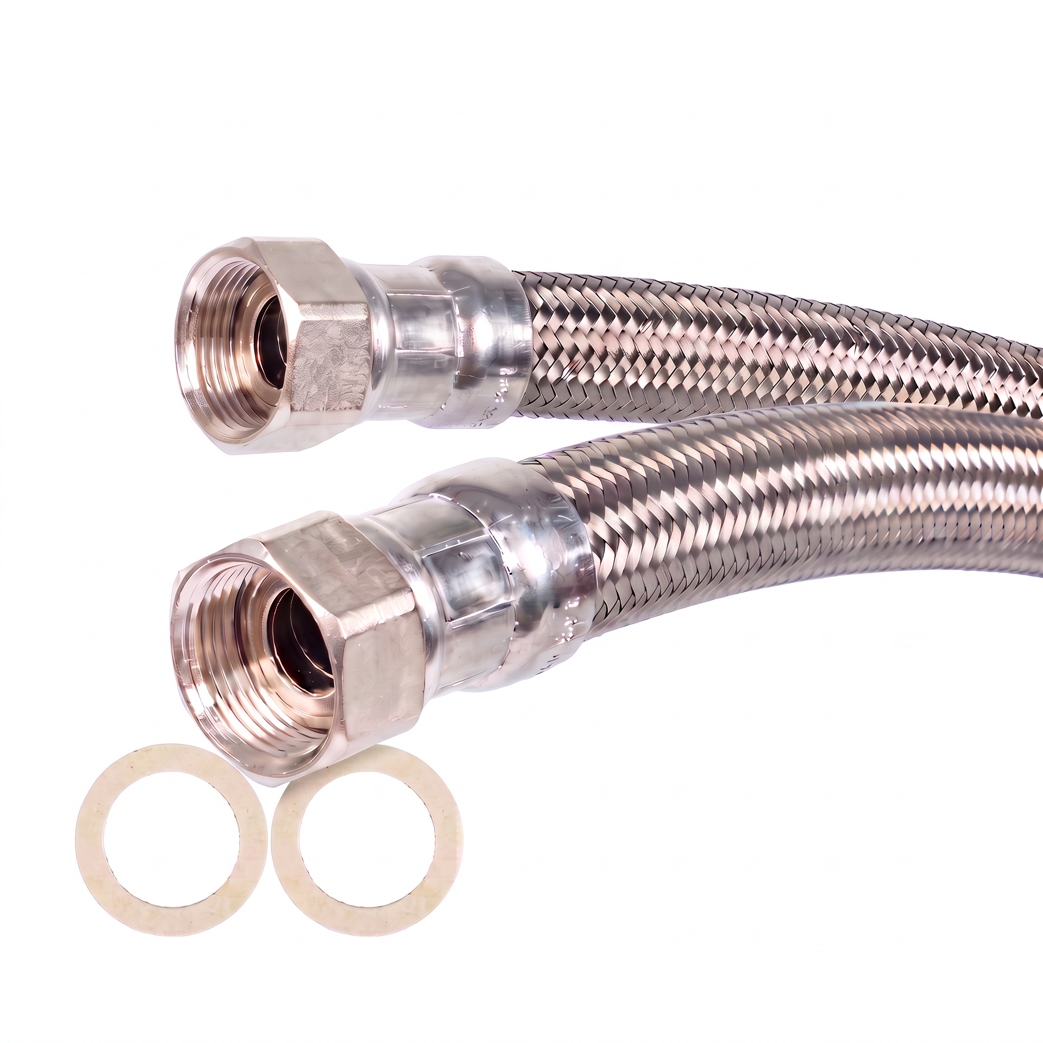 Panzerschlauch DN16, Geflecht VA, Seele EPDM, 1/2"ÜM x 1/2"ÜM, PN10, -20 bis 90°C
