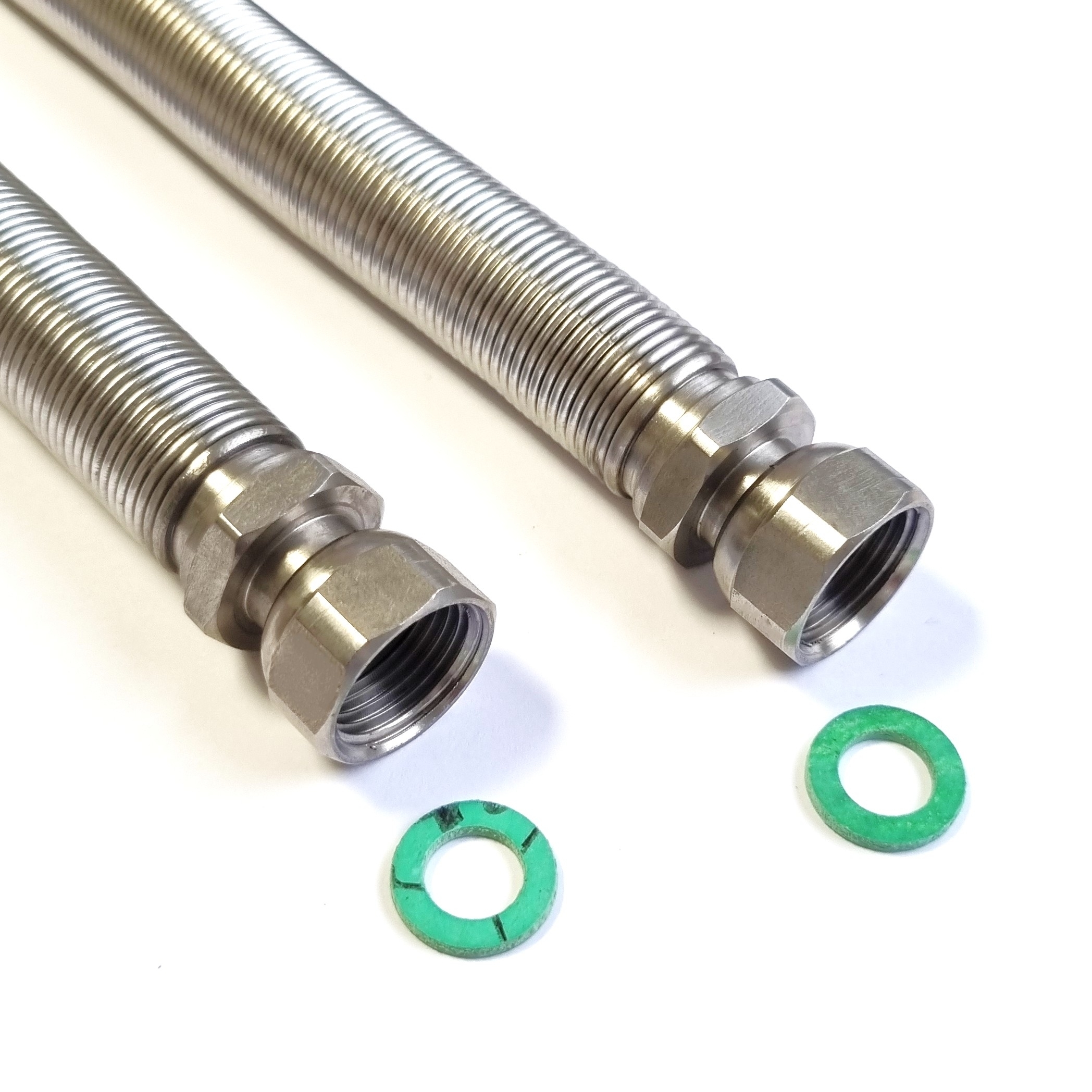 Edelstahlwellrohr DN16 ausziehbar 1/2"ÜM x 1/2"ÜM von 750mm - 1500mm