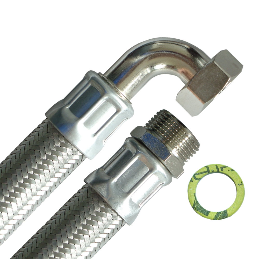 Flexschlauch 1"AG x 1"ÜM Bogen, DN25, Inliner EPDM, Geflecht VA, PN10, -20 bis 90°C, 2,0m – Bild 2