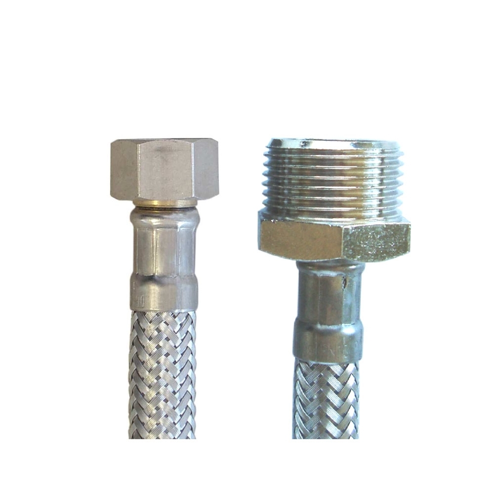 Panzerschlauch DN08, 3/8"ÜM x 3/4"AG, Seele HD-PE, DVGW, KTW A, W270, PN10, -20 bis 80°C, 100mm – Bild 3