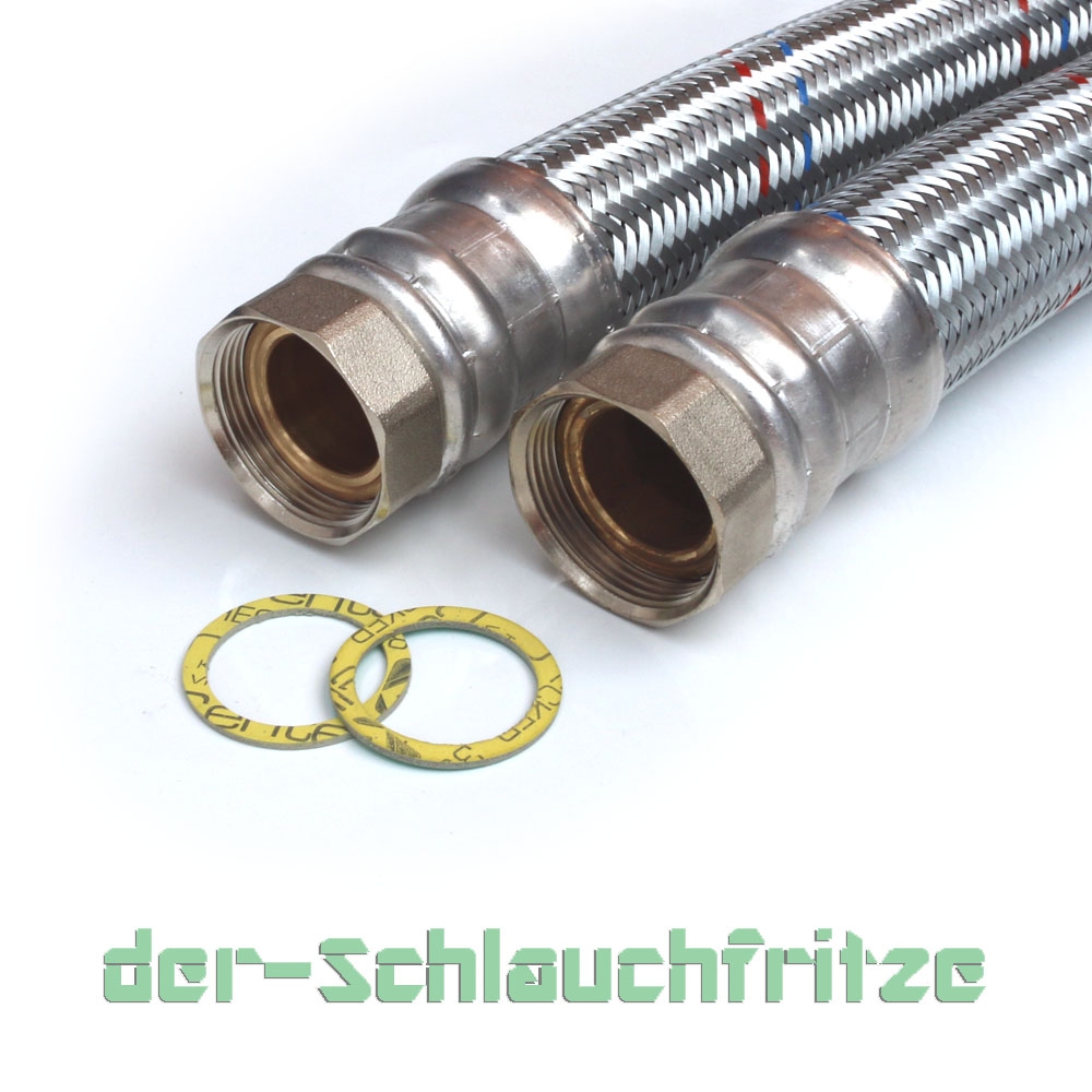 Panzerschlauch DN40, Umflechtung verzinkt, Seele EPDM, bds. 1 1/2"ÜM, -20 bis 90°C, PN6, 2000mm – Bild 2