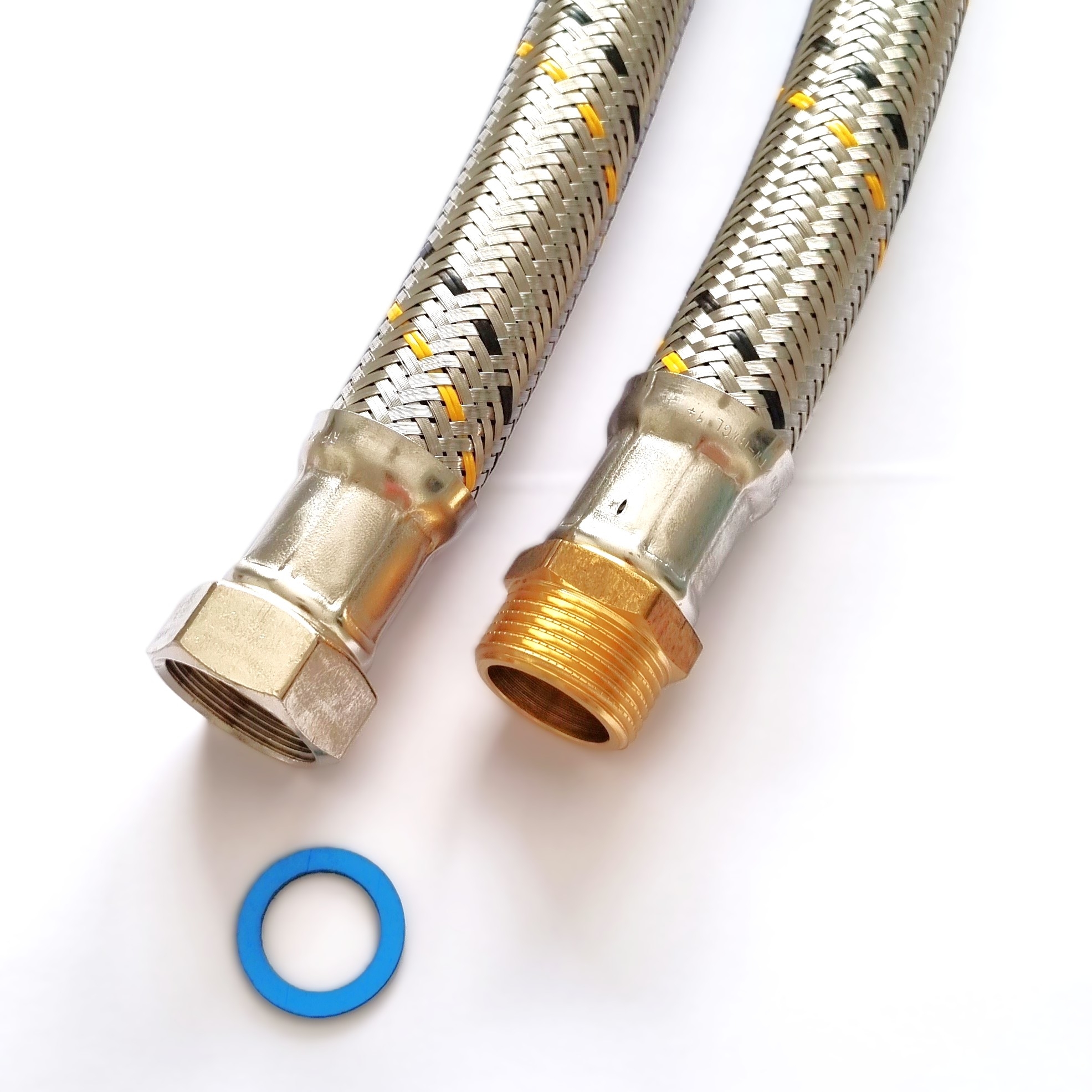 Saug-/Druckschlauch DN19, Geflecht VA, Seele HDPE, 3/4"ÜM x 3/4"AG, -15 bis 80°C, PN10,