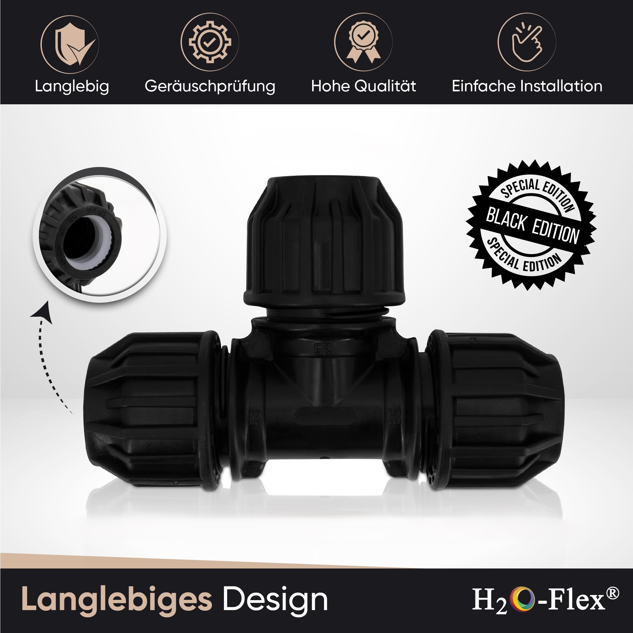 PP Klemmfitting T-Stück für PE Rohr