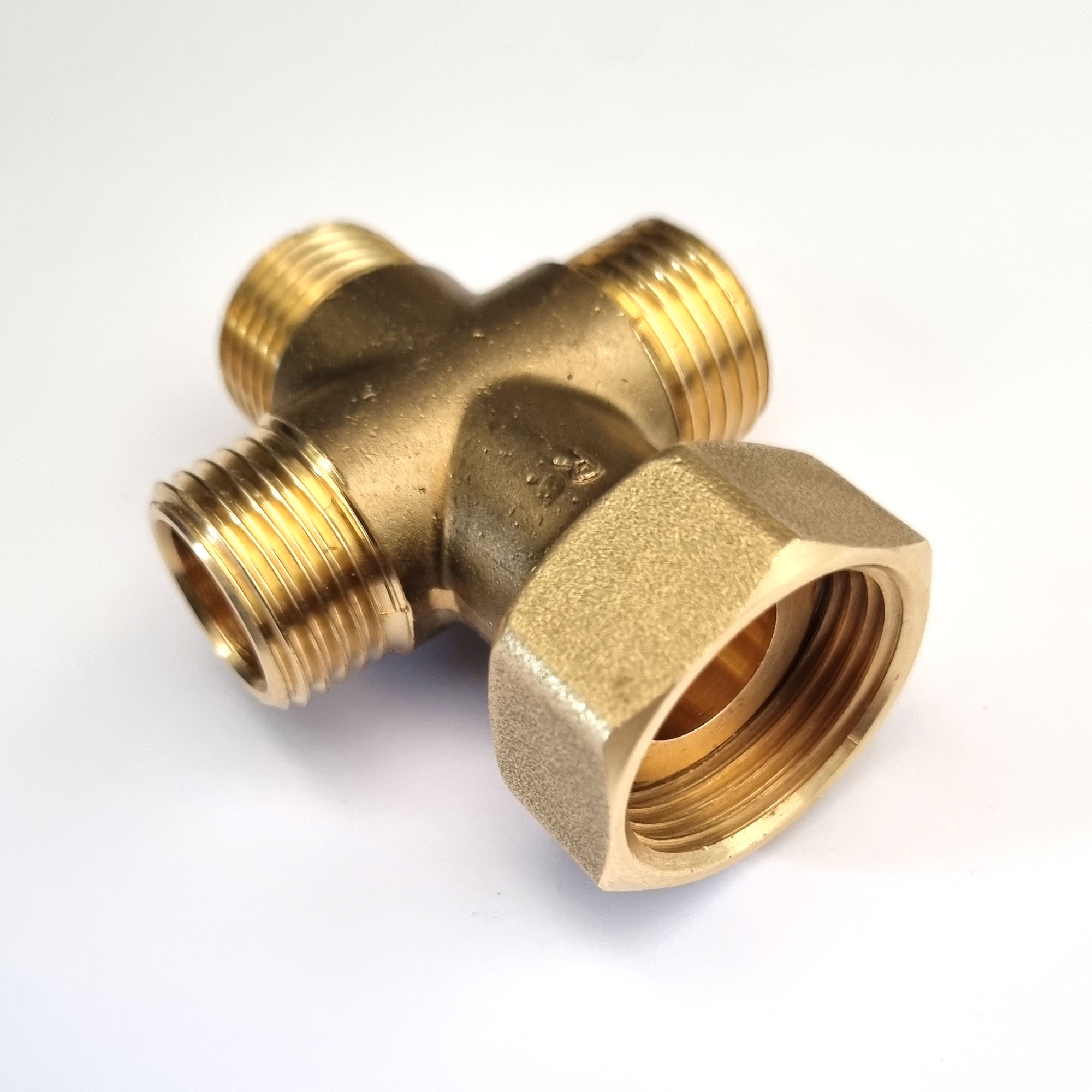 3-fach Wasserverteiler mit 3/4"ÜM inkl. Dichtung und 3 x 1/2" Abgänge mit AG – Bild 3