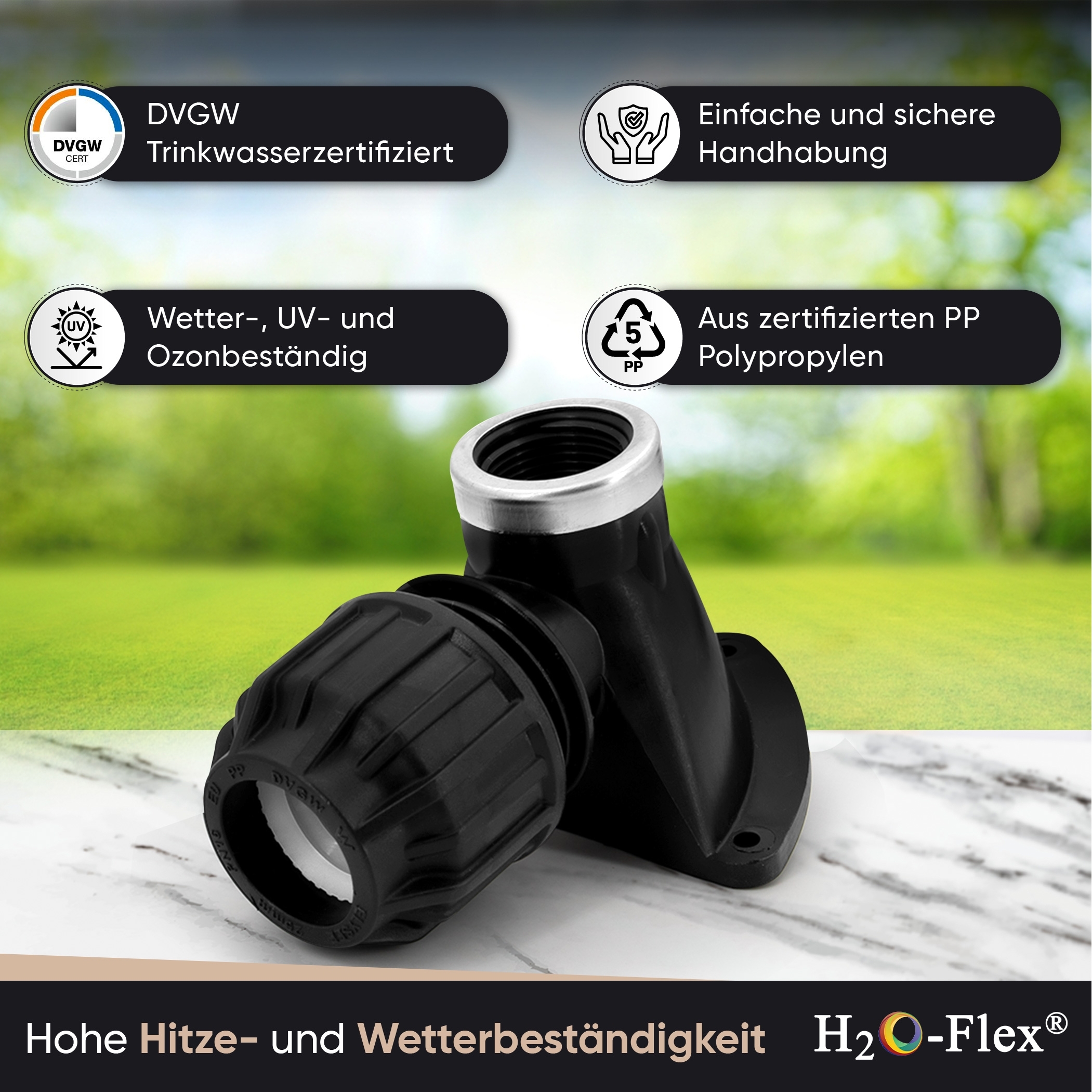 25er PP Klemmfitting Wandwinkel mit 3/4" Innengewinde für PE Rohr – Bild 4