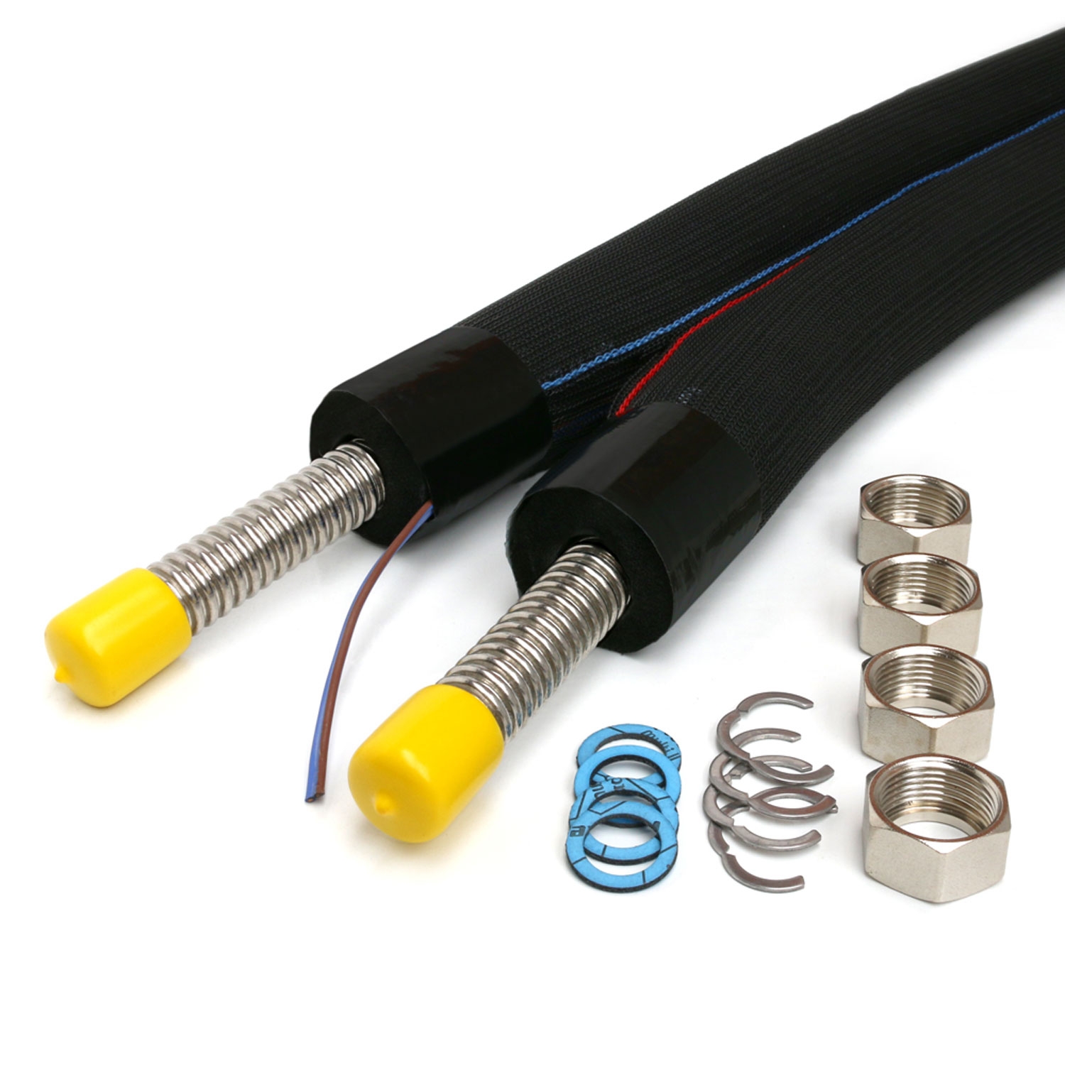 DN20 (1") Solarrohr Solarleitung Edelstahlwellrohr mit 13mm EPDM Isolierung, 5m-25m, Verschraubung b