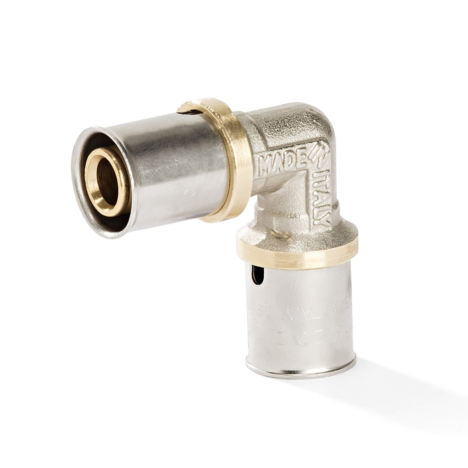 Pressfitting 90° Winkel für Aluverbundrohr und Mehrschichtverbundrohr mit DVGW