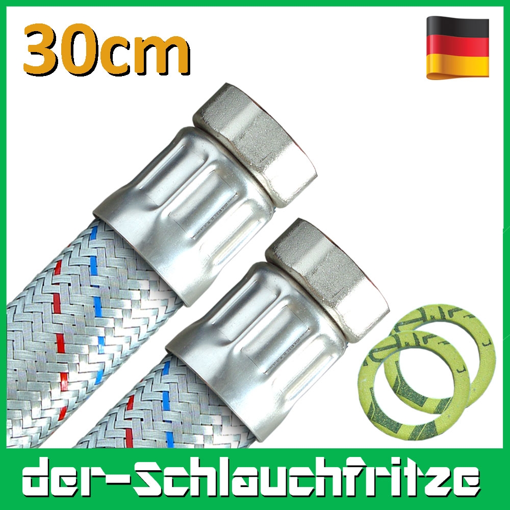 Panzerschlauch DN32, Geflecht verzinkt, bds. 1 1/4"ÜM, PN6, Seele EPDM, -20 bis 90°C, 300mm – Bild 1