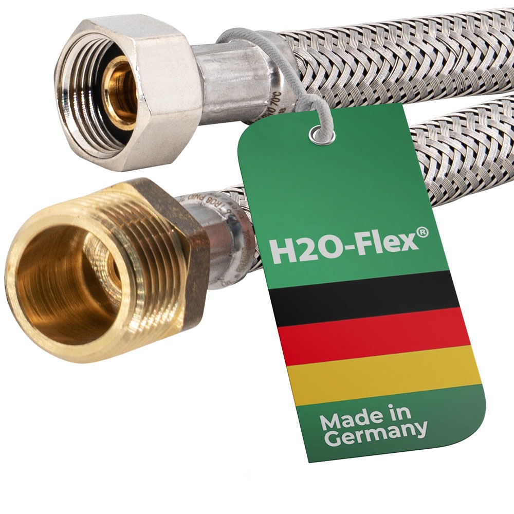 Flexschlauch 3/8"ÜM x 1/2"AG für Trinkwasser, DN08, Inliner HDPE, PN10, -15 bis 70°C, 70cm – Bild 1