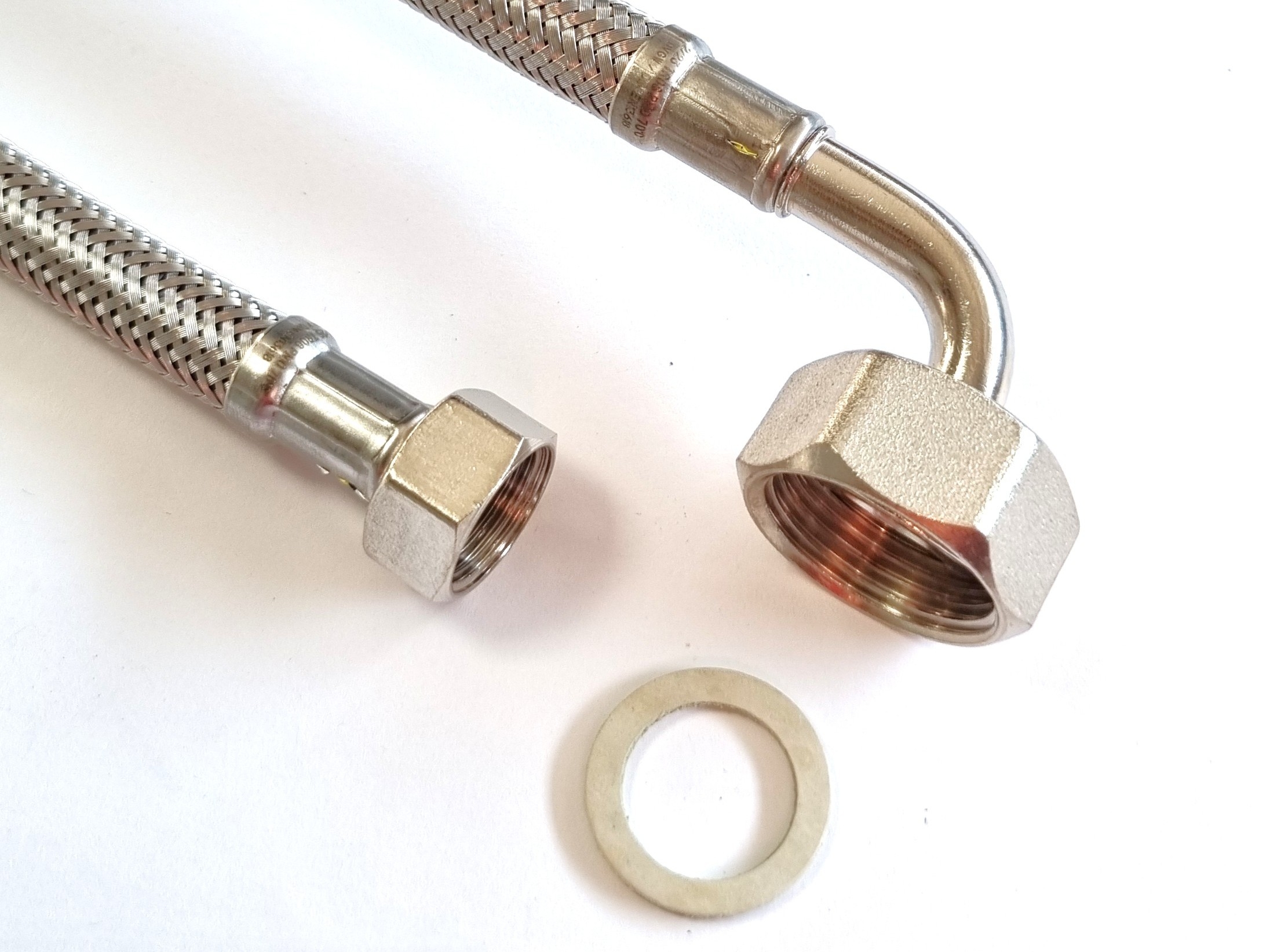 Flexschlauch 3/8"ÜM x 3/4"ÜM Bogen für Trinkwasser, DN08, Inliner HDPE, PN10, -15 bis 70°C, 70cm – Bild 1