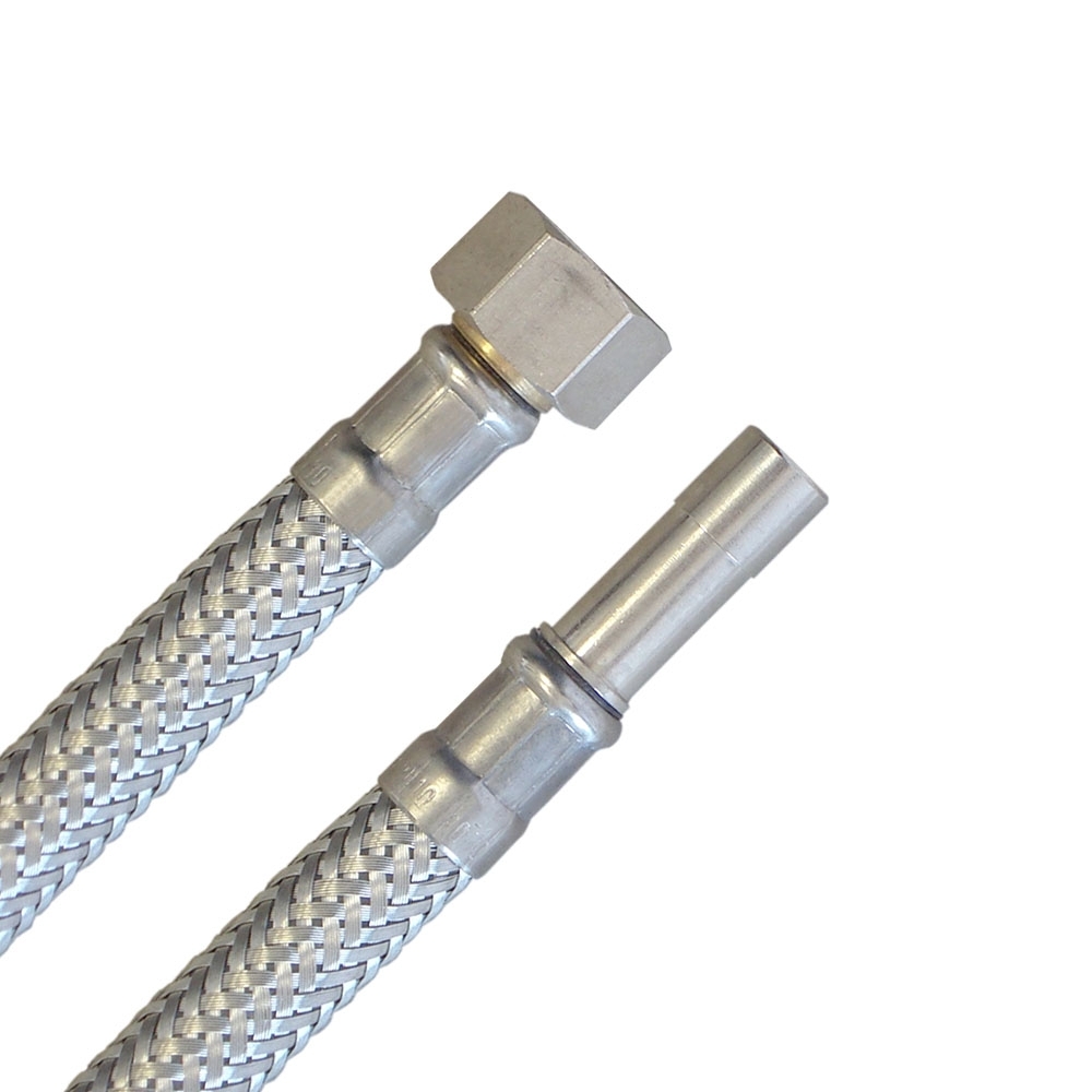 Panzerschlauch 3/8"ÜM x 10mm Rohr, Flexschlauch für Sanitär in DN8 mit Trinkwasserzulassung