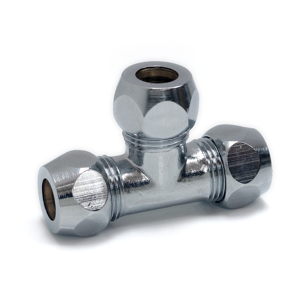 Wasserverteiler 3 x 3/8"AG mit Quetschverschraubung, T-Stück 10mm