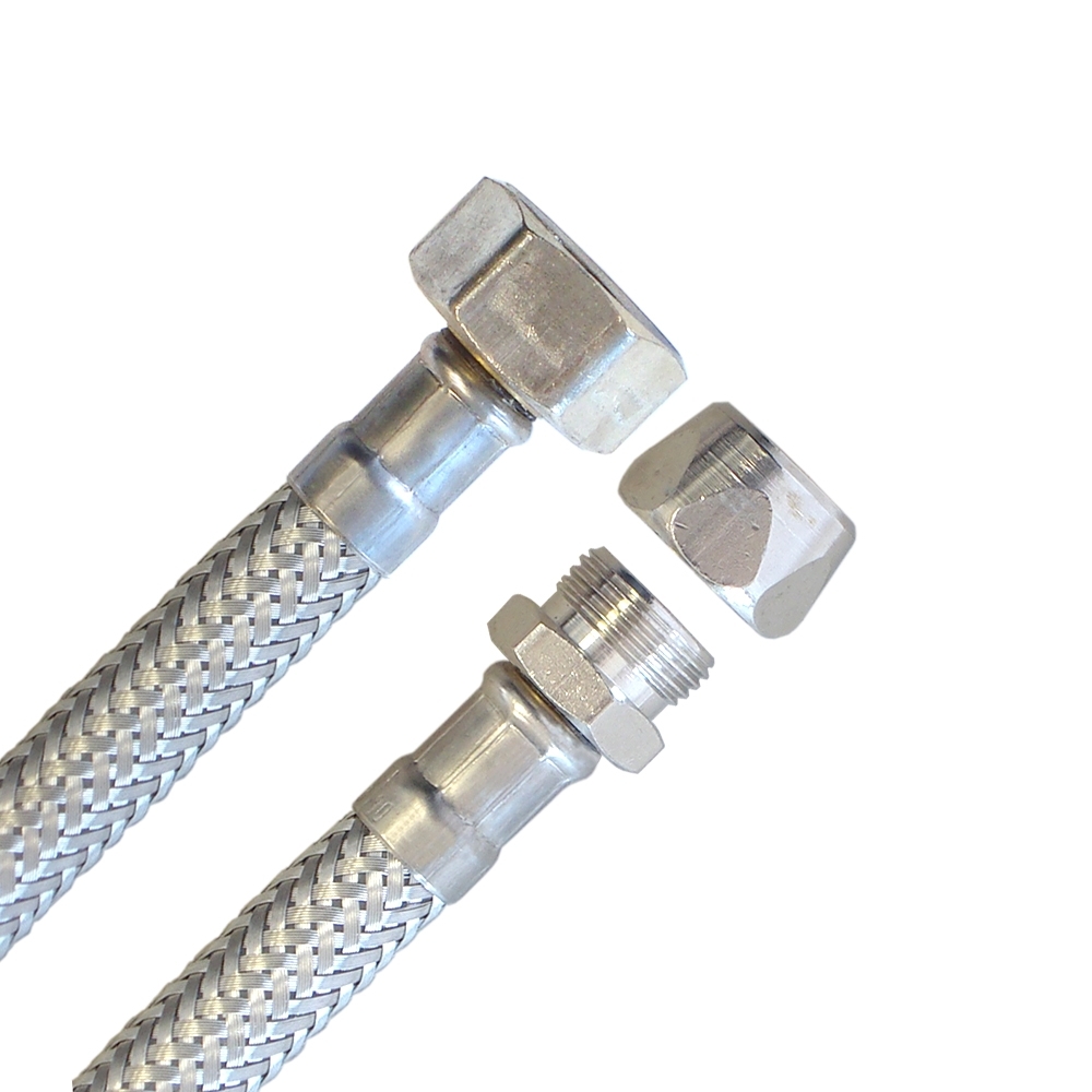Flexschlauch 1/2"ÜM x 10mm Quetsch für Trinkwasser, DN08, Inliner HDPE, PN10, -15 bis 70°C, 20cm – Bild 1
