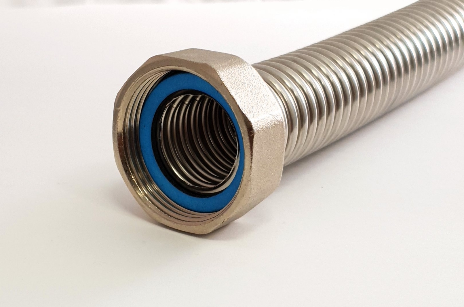 Edelstahlwellrohr DN16 fertig montiert beidseitig 3/4"ÜM, 2000mm – Bild 2