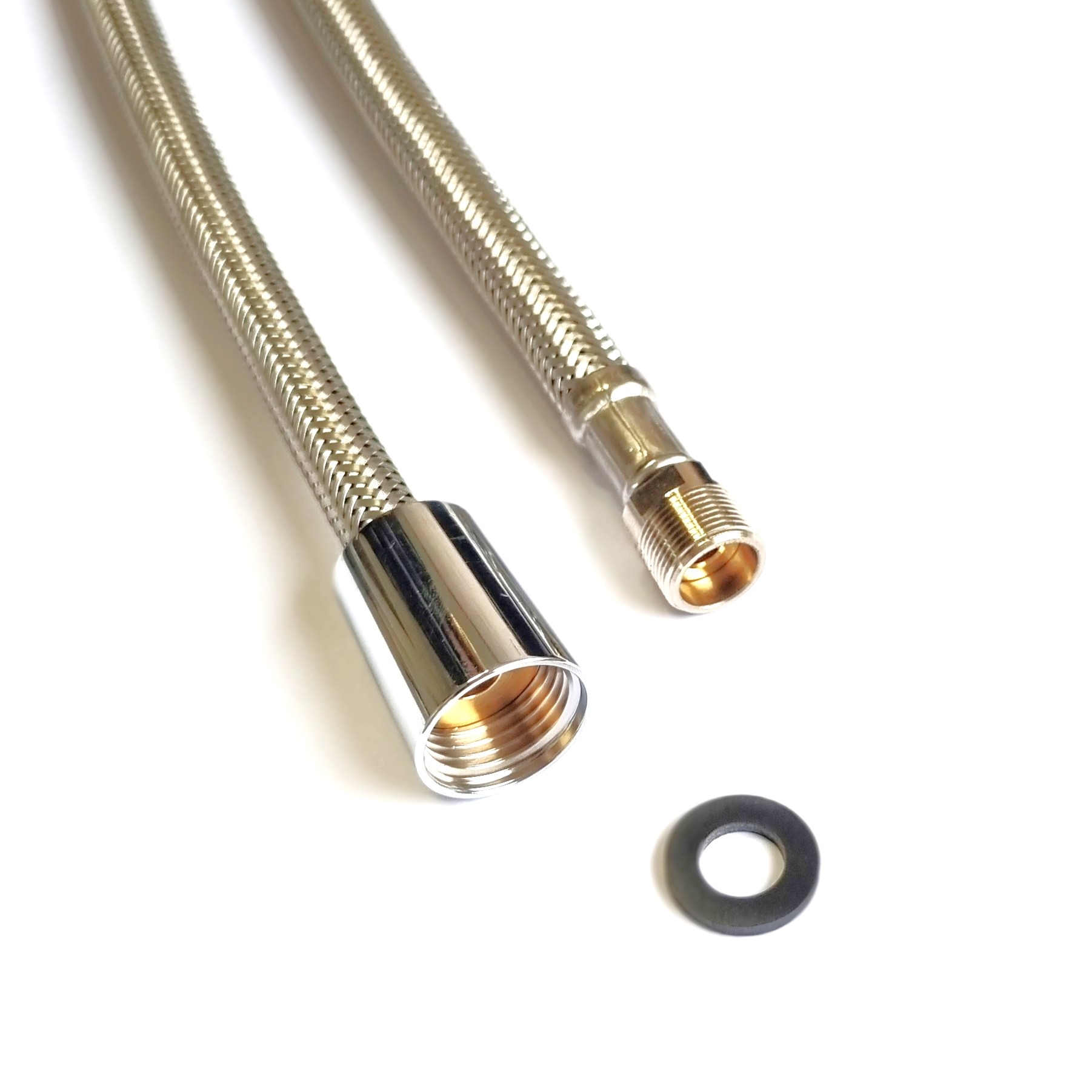 Brauseschlauch 1/2"Konus x M15x1AG drehbar für Trinkwasser, VA Geflecht, PN10, bis 70°C,