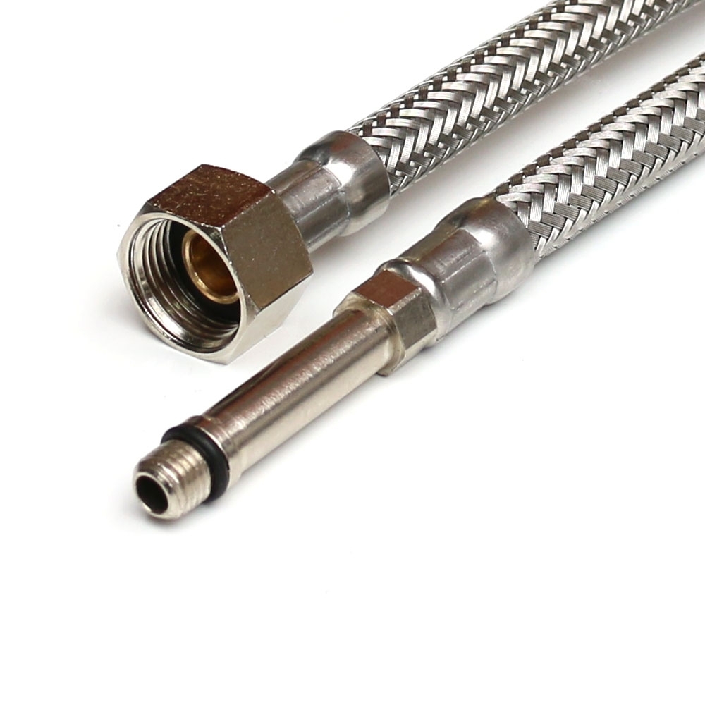 Armaturenschlauch 3/8"ÜM x M8 x 1 lang, für Trinkwasser, VA Geflecht, PN10,-15 bis 70°C, 750mm