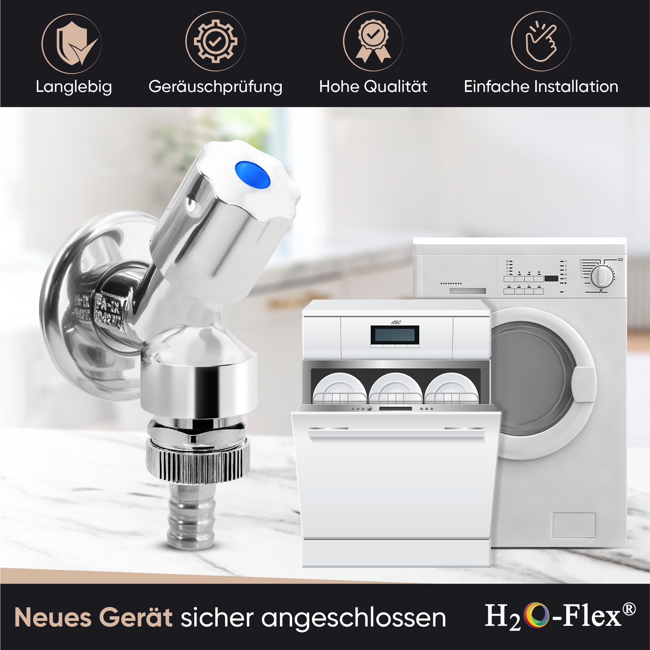 Geräteschrägsitzventil mit 1/2"Anschluss und 3/4"Abgang, Trinkwasserzulassung mit Rohrbelüfter – Bild 5