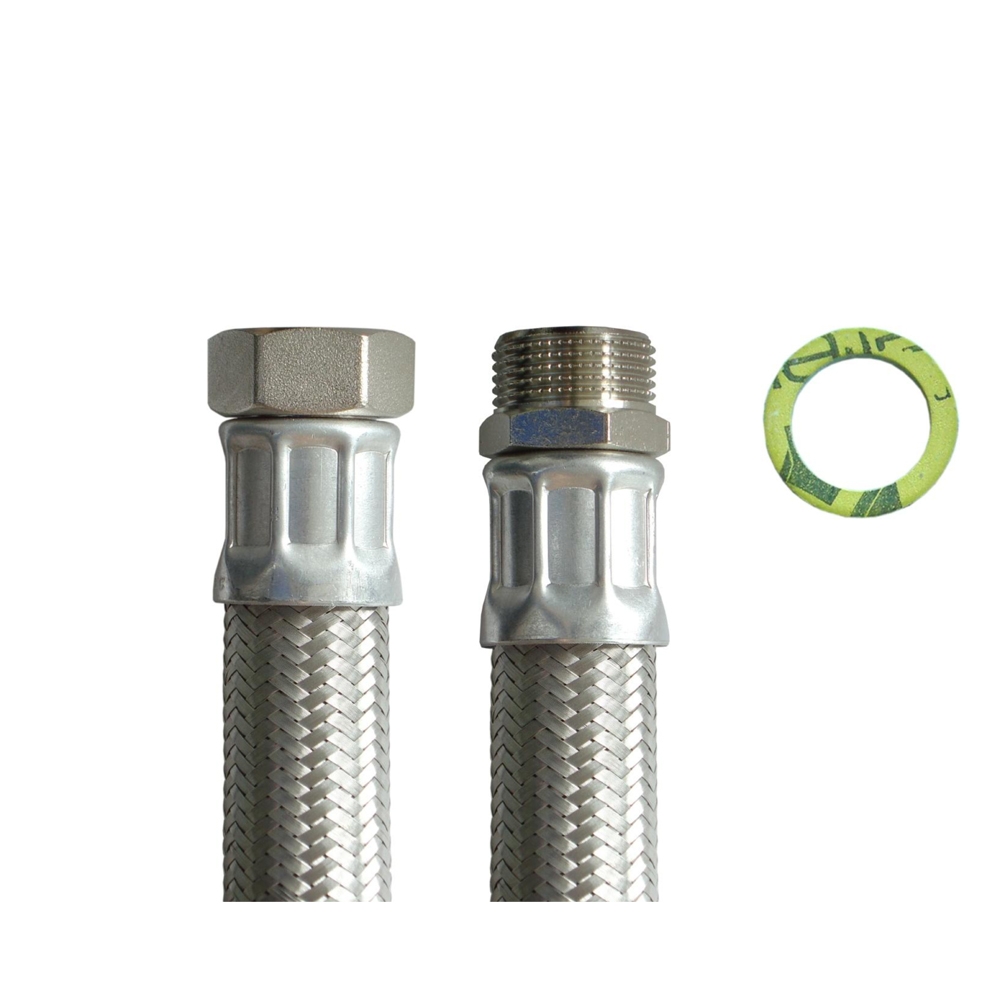 Panzerschlauch DN25, Umflechtung VA, Aluhülse, Seele EPDM, 1"ÜM x 1"AG, PN10, -20 bis 90°C, 9.000mm – Bild 4