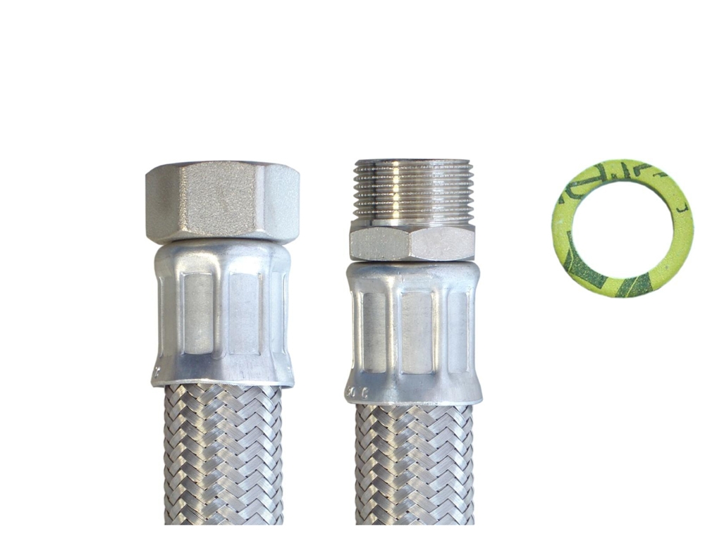 Panzerschlauch DN19, Geflecht VA, 3/4"ÜM x 3/4"AG, Seele EPDM, (DIN228), -20 - 90°C, PN10, 900mm – Bild 4