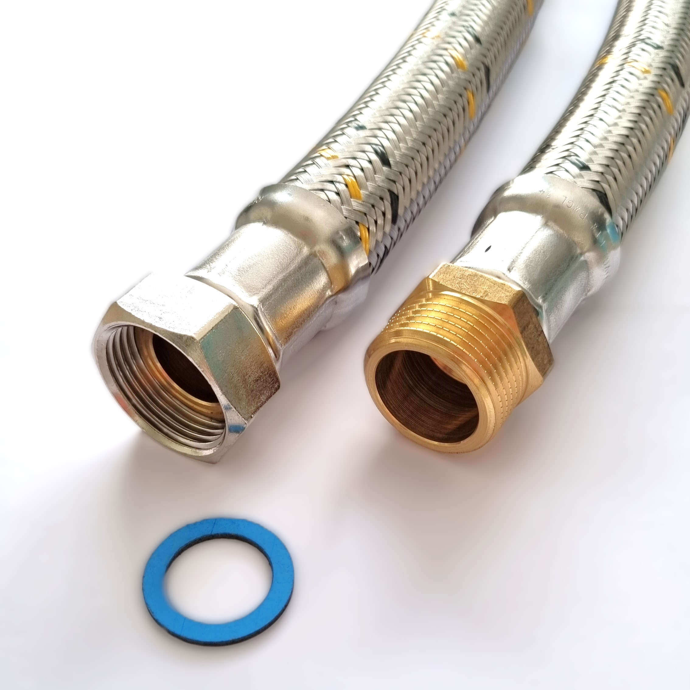 Saug-/Druckschlauch DN25, Geflecht VA, Seele HDPE, 1"ÜM x 1"AG, PN10, -15 - 80°C Saug-/Druckschlauch DN25, Geflecht VA, Seele HDPE, 1"ÜM x 1"AG, PN10, -15 - 80°C