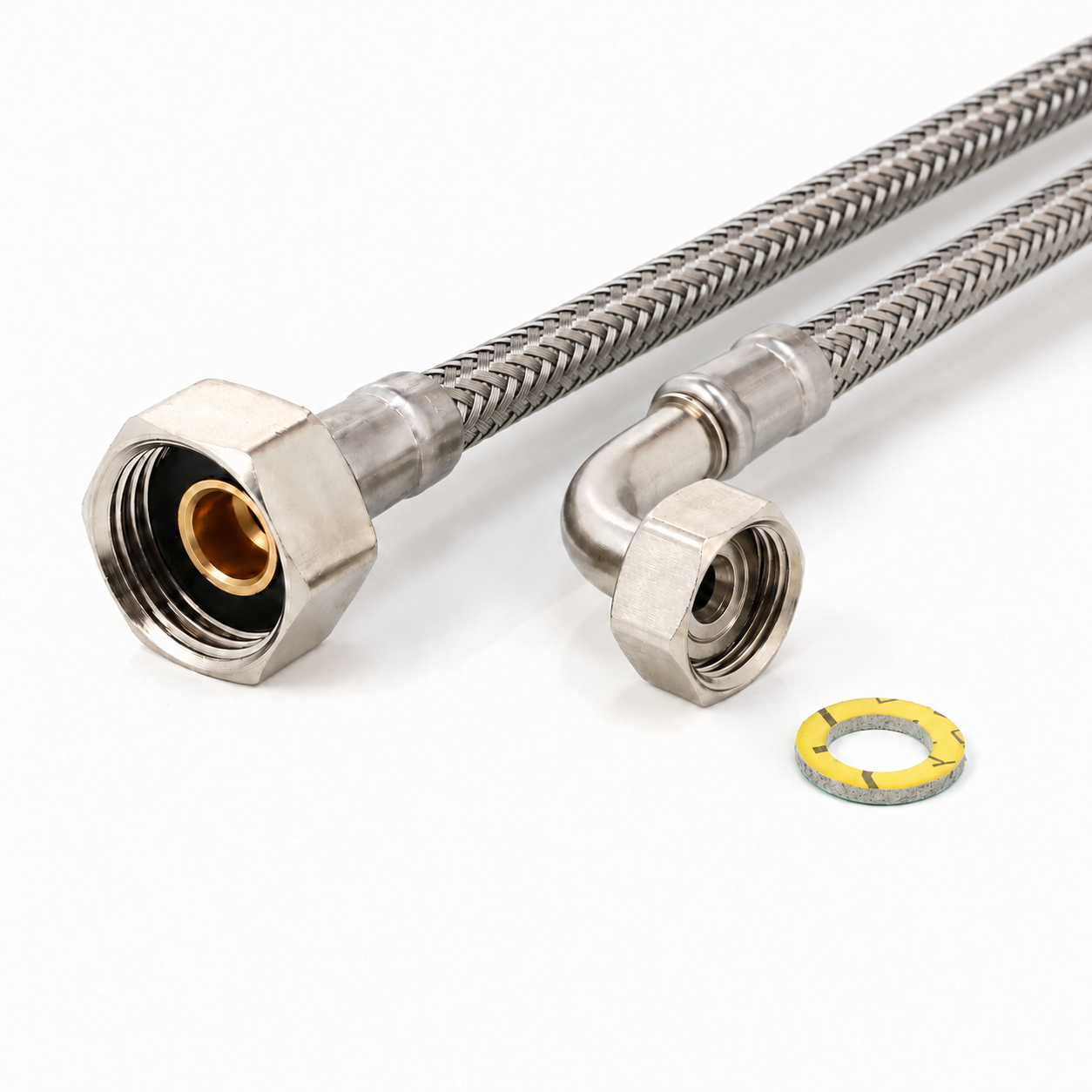Flexschlauch 3/4"ÜM x 1/2"ÜM Bogen für Trinkwasser, DN08, Inliner HDPE, PN10, -15 bis 70°C, 20cm