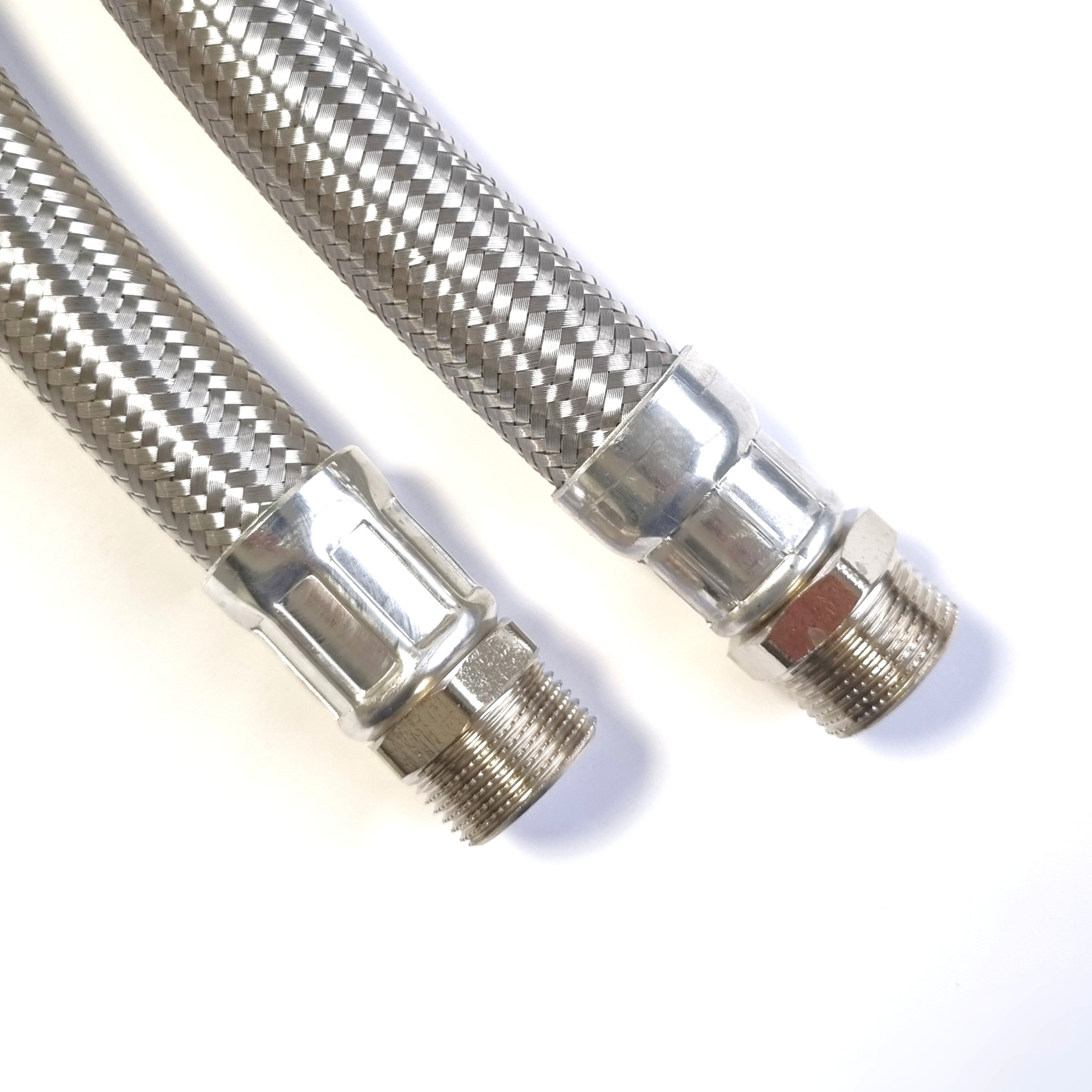 DN19 Panzerschlauch, bds.3/4"AG, Geflecht VA, Aluhülse, Seele EPDM, -20 - 90°C, PN10, 1400mm – Bild 2