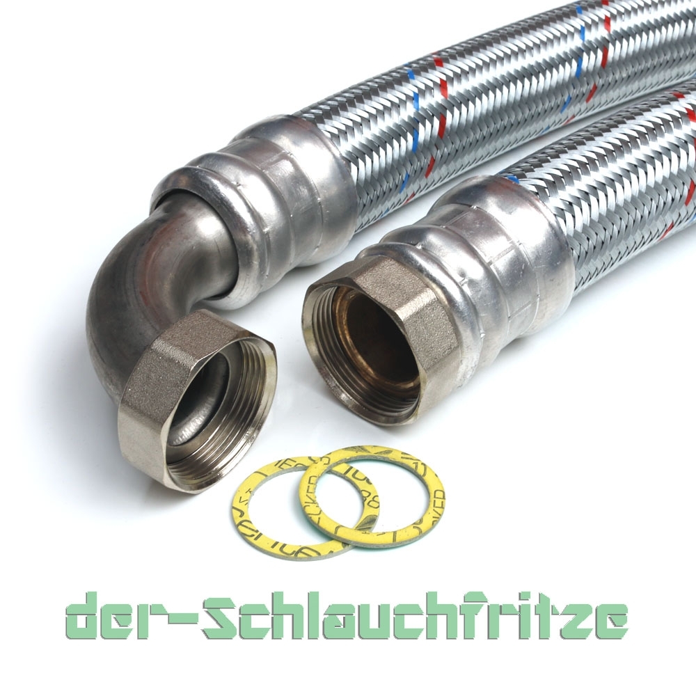 Panzerschlauch DN50, Geflecht verzinkt, Seele EPDM, 2"ÜM x 2"ÜM Bogen, -20 bis 90°C, PN4, 500mm – Bild 1