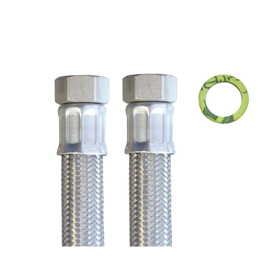 Panzerschlauch DN19, Geflecht VA, 3/4"ÜM x 3/4"ÜM, Seele EPDM, (DIN228), -20 - 90°C, PN10, 150mm – Bild 3