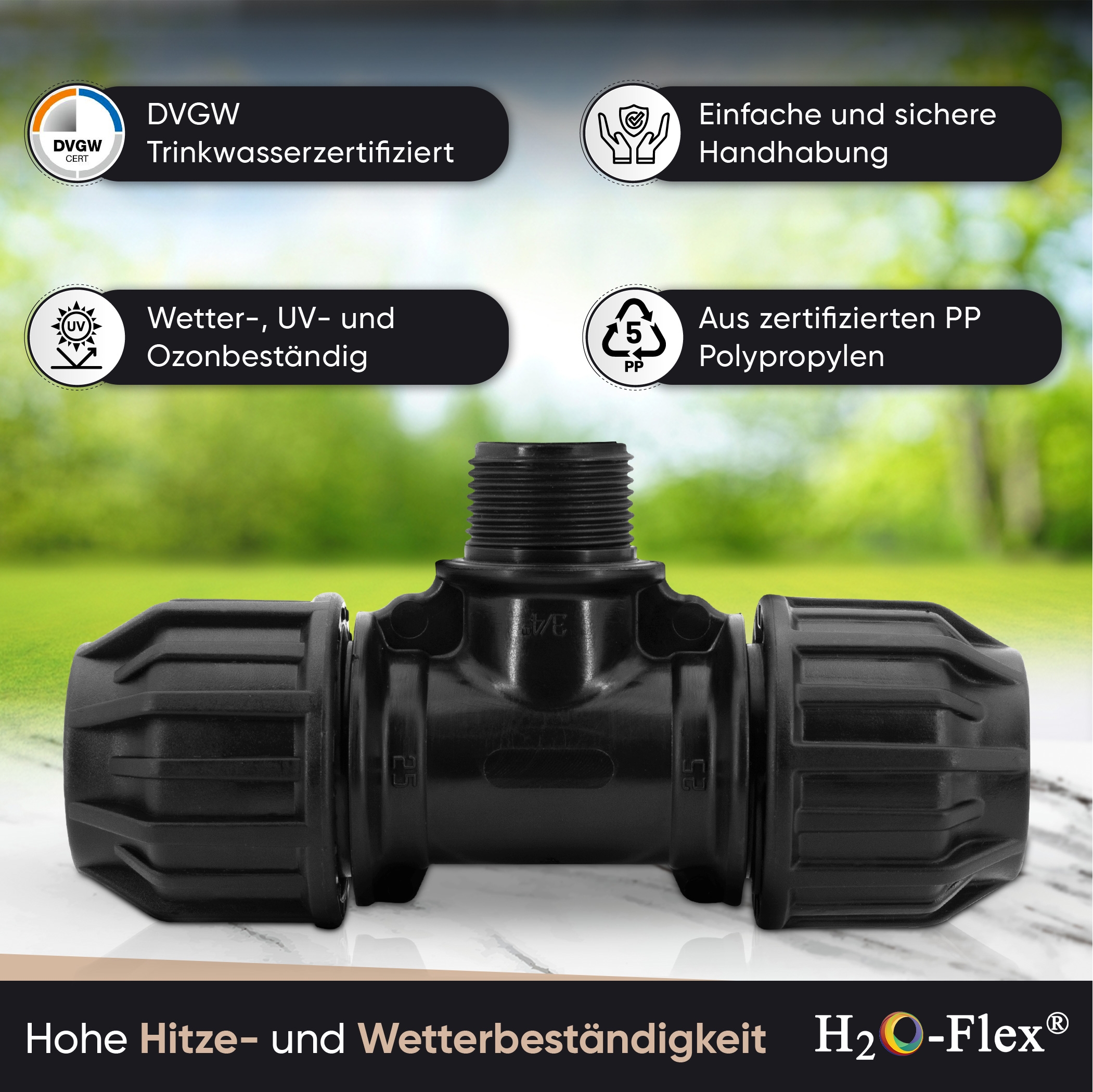 20er PP Klemmfitting T-Stück mit 1/2" Außengewinde für PE Rohr – Bild 4