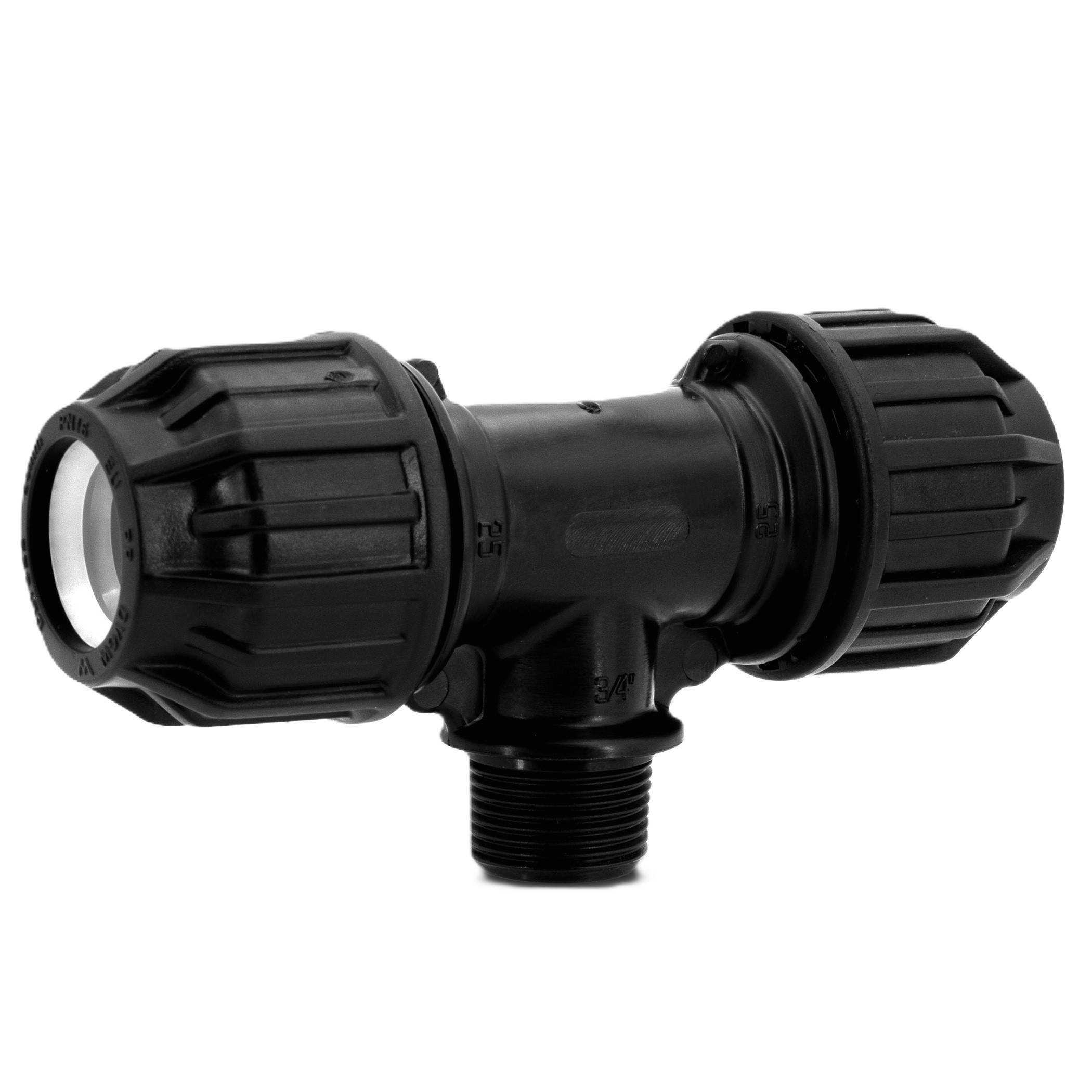 25er PP Klemmfitting T-Stück mit 3/4" Außengewinde für PE Rohr – Bild 1