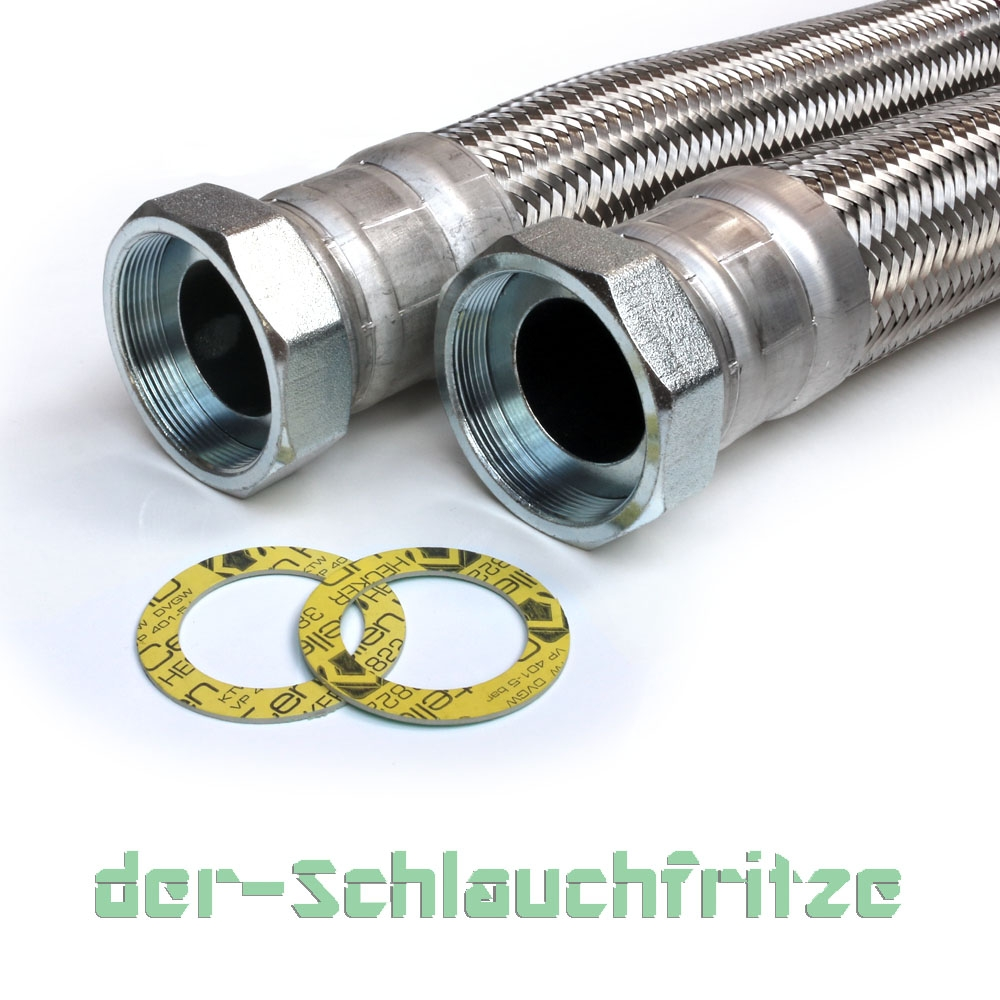 Panzerschlauch DN60, Geflecht verzinkt, Seele EPDM, bds. 2 1/2"ÜM, -20 bis 90°C, PN4, 2000mm